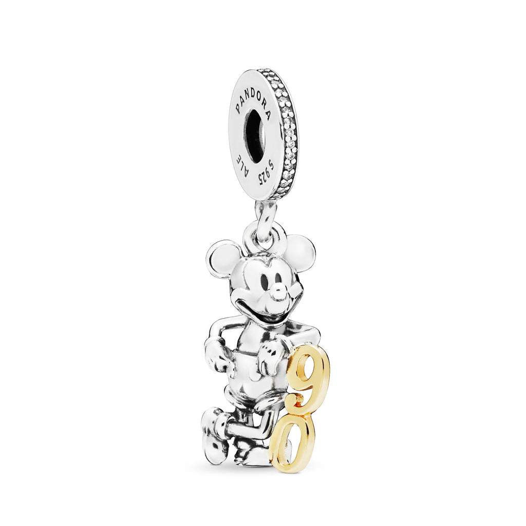 PANDORA Disney Mickey Mouse 90th Anniversary Dangle Charm 14K Gold Disney X PANDORA Charms Bracelet Charm Jewelry Gift