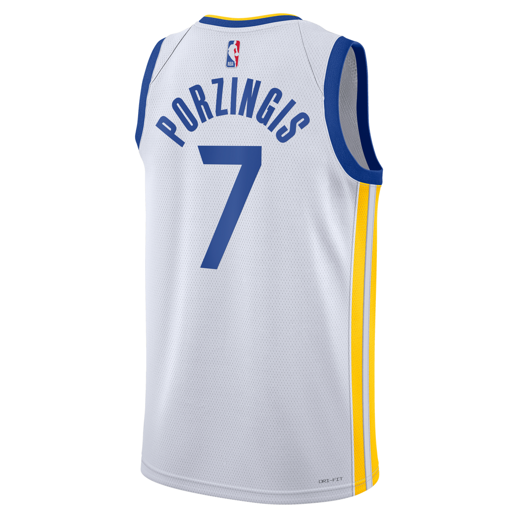 Golden State Warriors NBA Nike Association Edition Swingman Jersey - White - Kristaps Porziņģis - Unisex