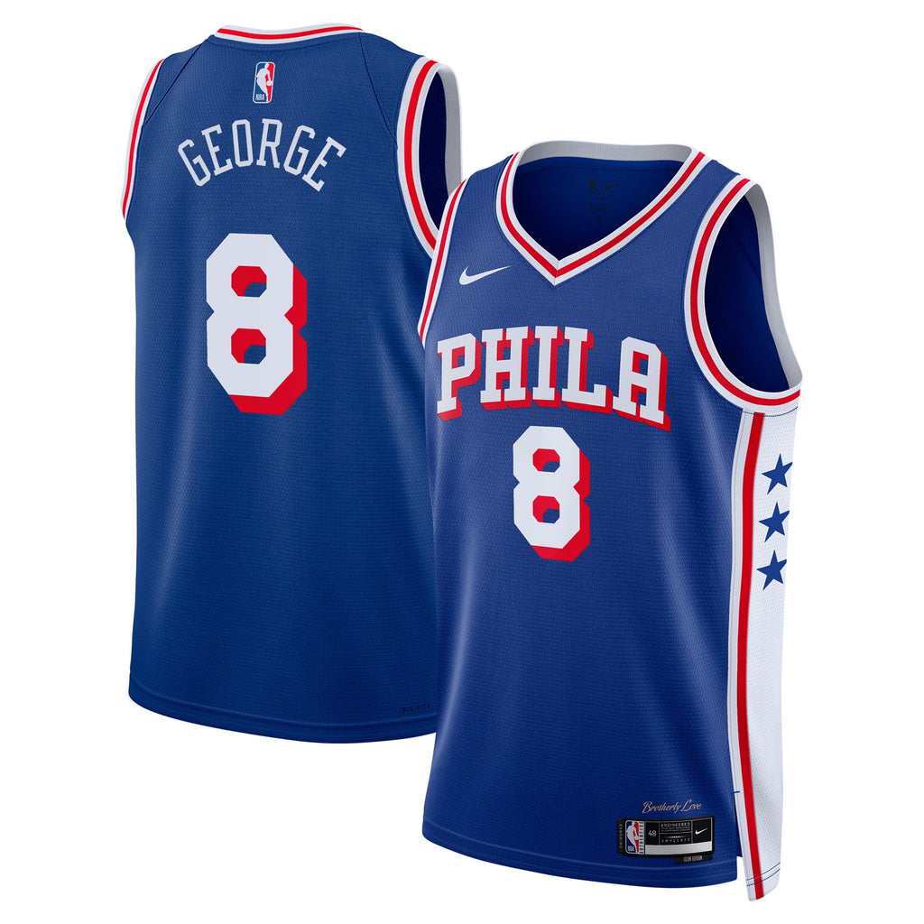 Philadelphia 76ers NBA Nike Icon Edition Swingman Jersey - Royal - Paul George - Unisex