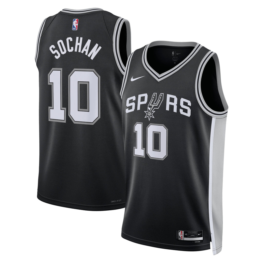 San Antonio Spurs NBA Nike Icon Edition Swingman Jersey - Black - Jeremy Sochan - Unisex