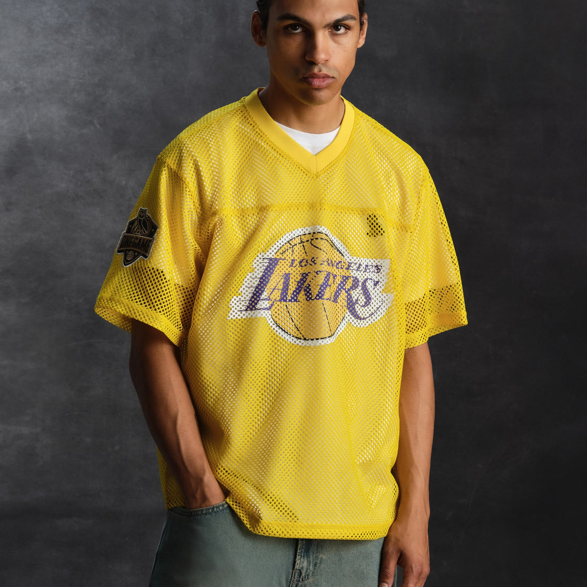 Los Angeles Lakers NBA X OVO Mesh Football Jersey - Men's