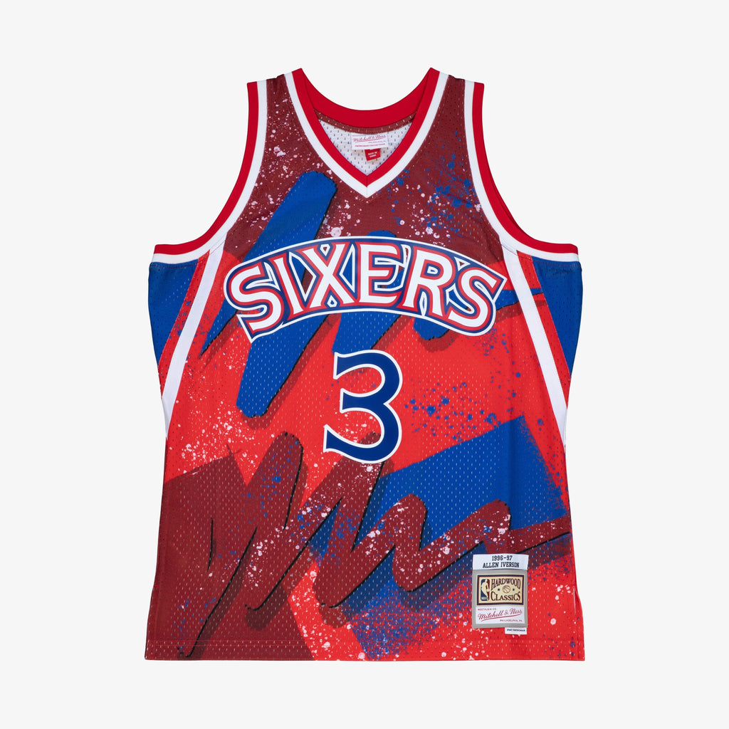 Philadelphia 76ers NBA Mitchell & Ness Allen Iverson 1996 Hyper Hoops Swingman Jersey - Scarlet