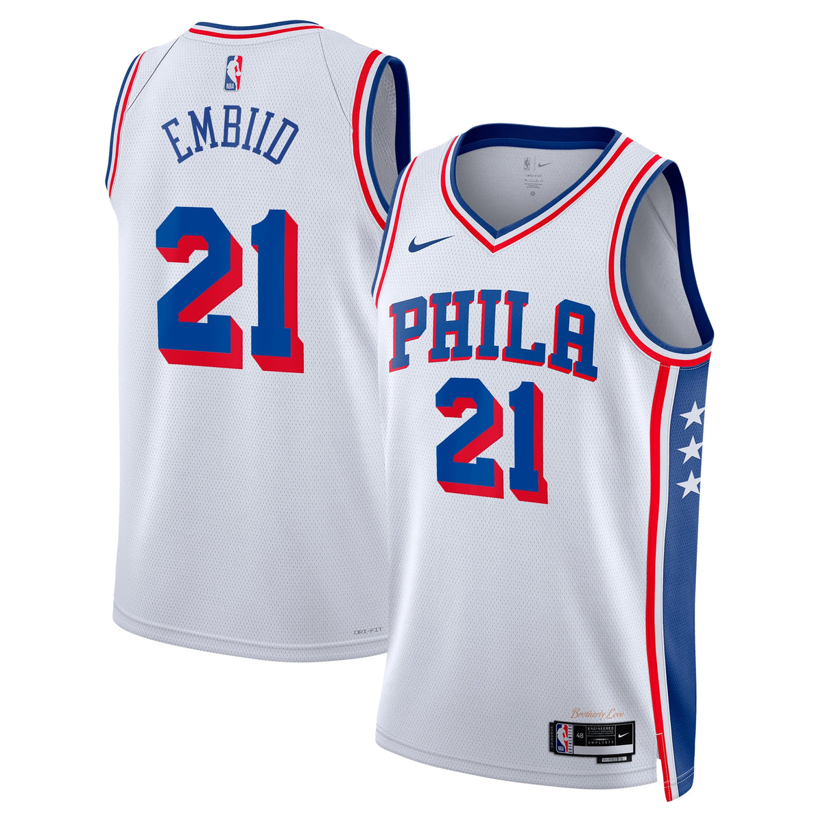 Philadelphia 76ers NBA Nike Association Edition Swingman Jersey - White - Joel Embiid - Unisex