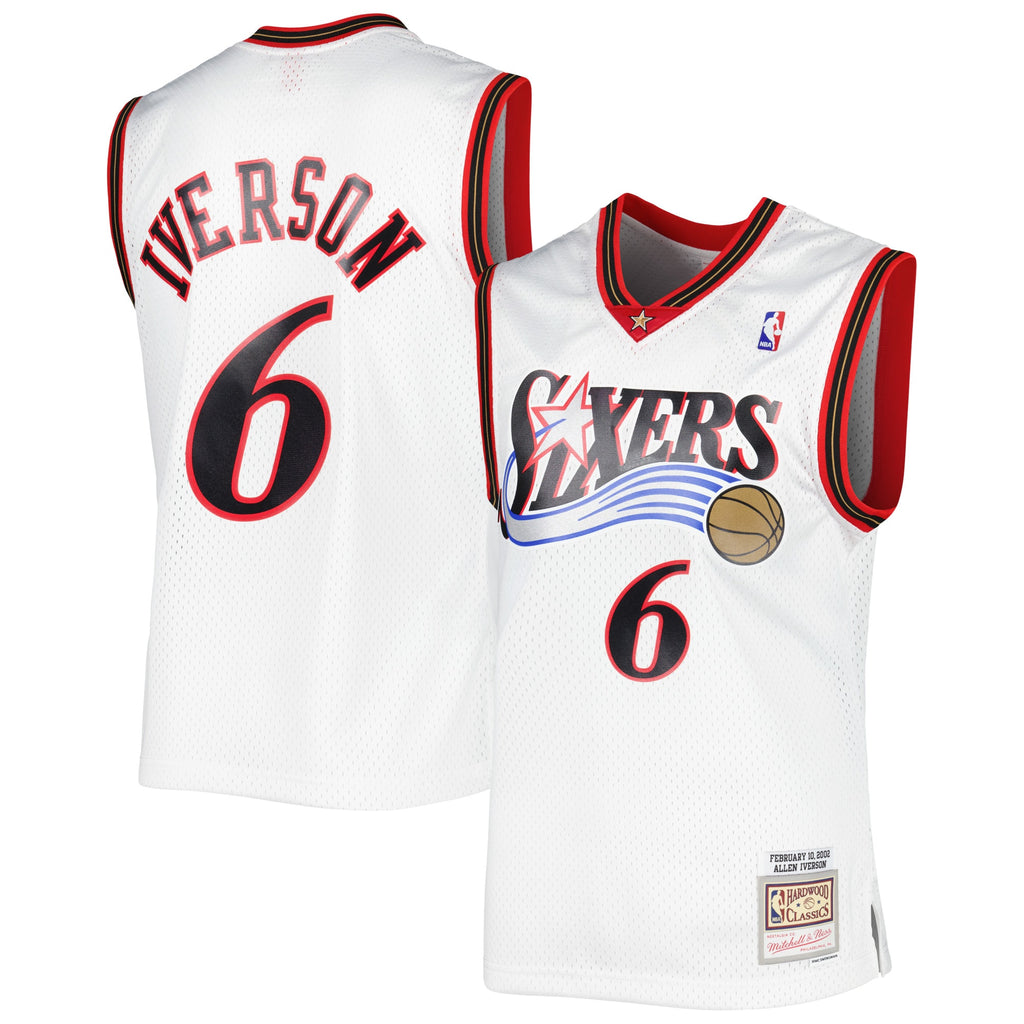 Philadelphia 76ers NBA Men's Mitchell & Ness Allen Iverson White 2002/03 Hardwood Classics Swingman Jersey