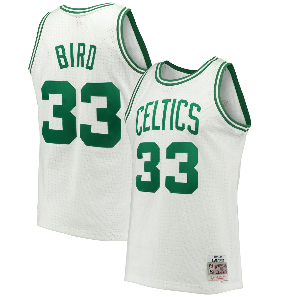 Boston Celtics NBA Men's Mitchell & Ness Larry Bird Kelly Green 1985-86 Hardwood Classics Swingman Jersey