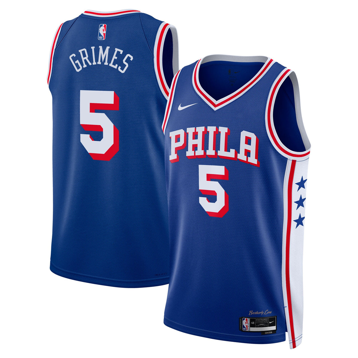 Philadelphia 76ers NBA Nike Icon Edition Swingman Jersey - Royal - Quentin Grimes - Unisex