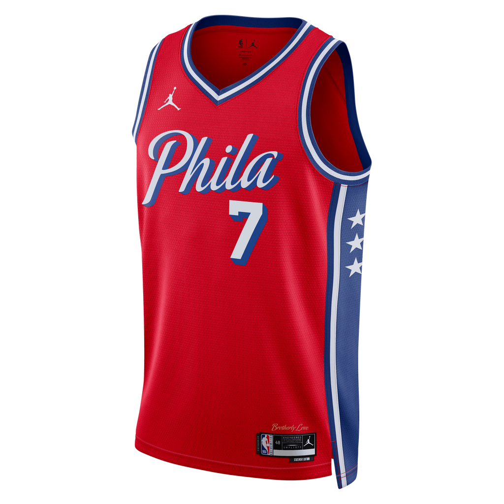 Philadelphia 76ers NBA Jordan Brand Statement Edition Swingman Jersey - Red - Jaylen Brown - Unisex