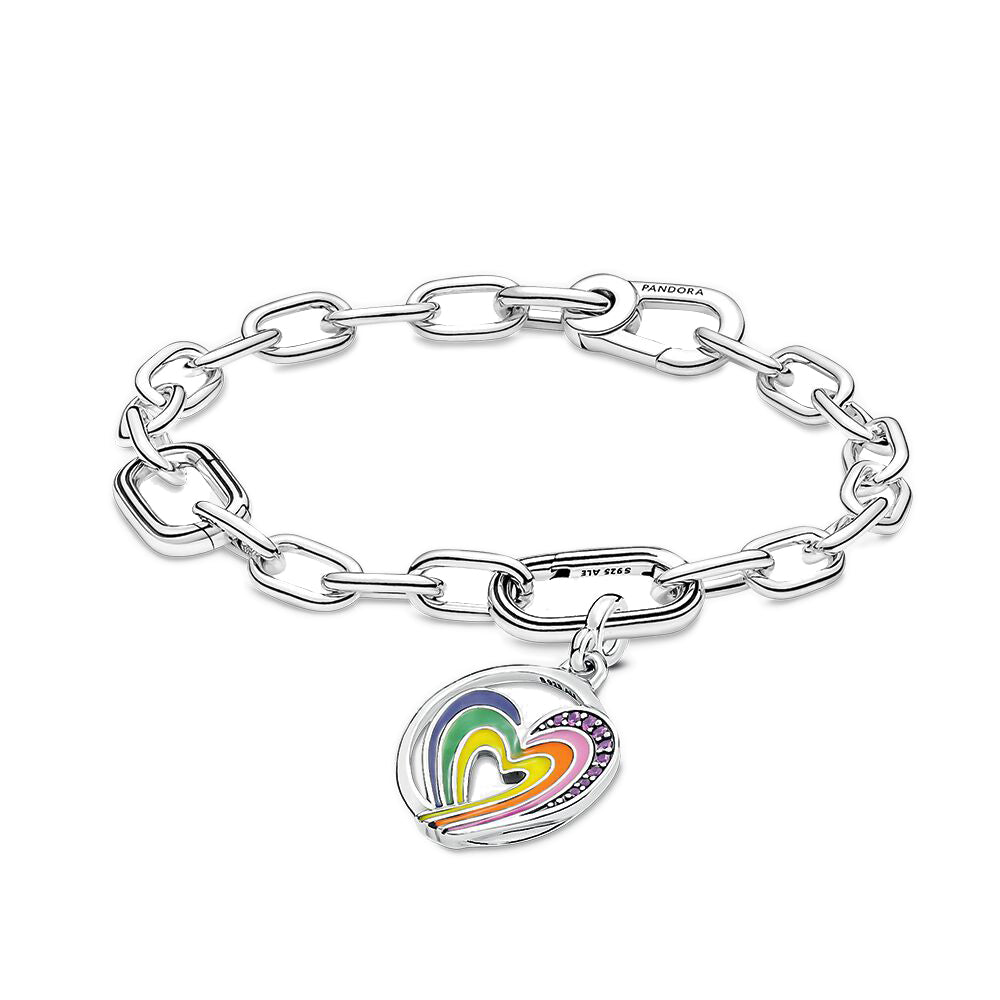PANDORA ME Rainbow Heart Bracelet Styled Set Enamel Silver Giftsets Chain Bracelet Jewelry Gift