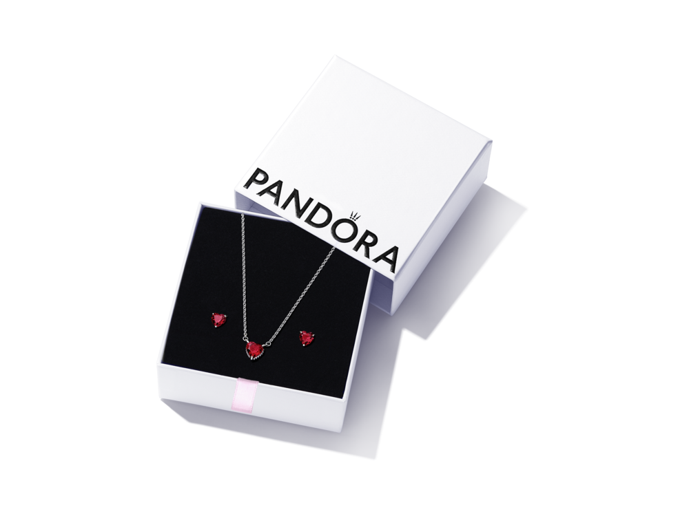 PANDORA Sparkling Red Heart Gift Set Crystals Giftsets Fashion Jewelry Gift For Women