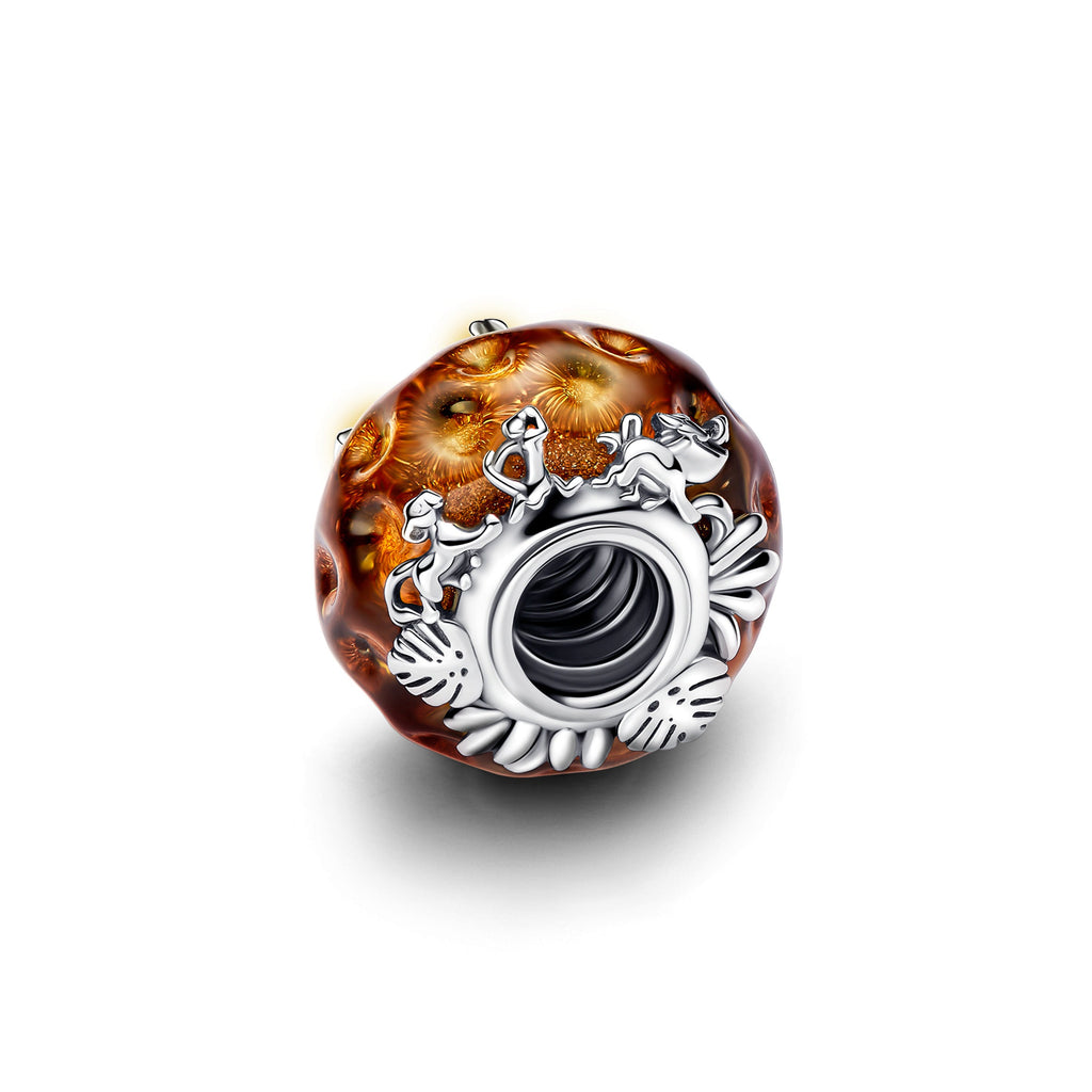 PANDORA Disney The Lion King Murano Glass Charm Orange Disney Classics Charms Bracelet Charm Jewelry Gift