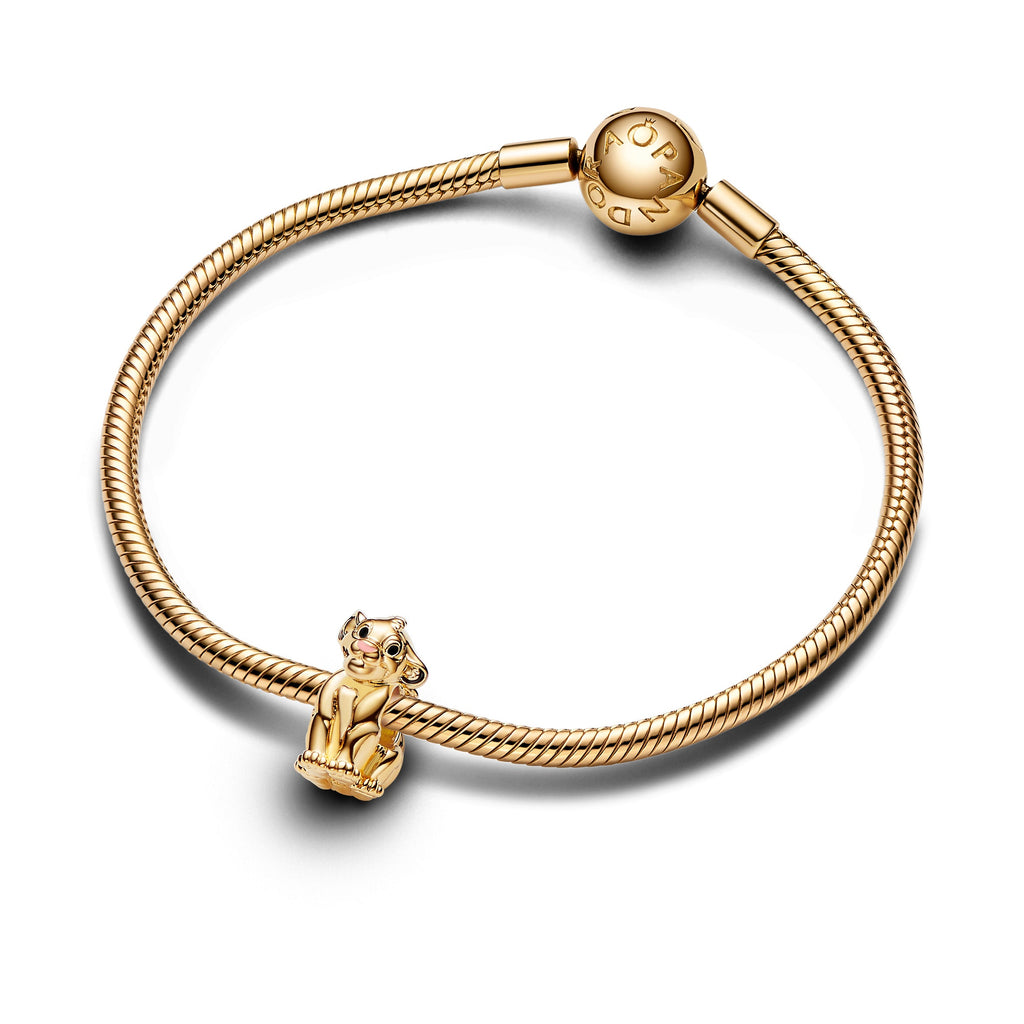 PANDORA Disney The Lion King Simba Charm 14K Gold Plated Unique Metal Blend Black Disney Classics Charms Bracelet Charm Jewelry Gift