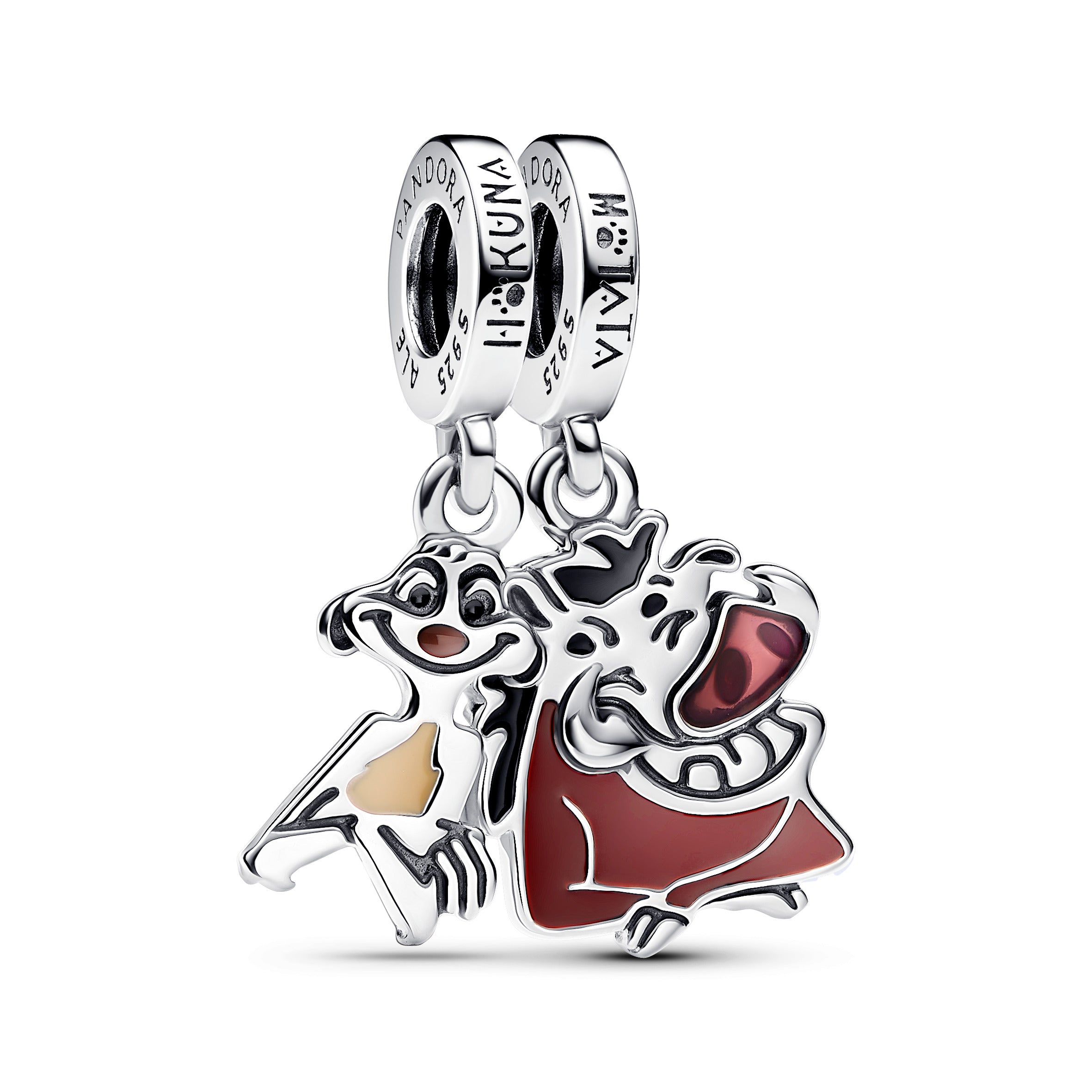 PANDORA Disney The Lion King Timon And Pumbaa Splittable Dangle Charm Enamel Multi-colour Disney Classics Charms Bracelet Charm Jewelry Gift
