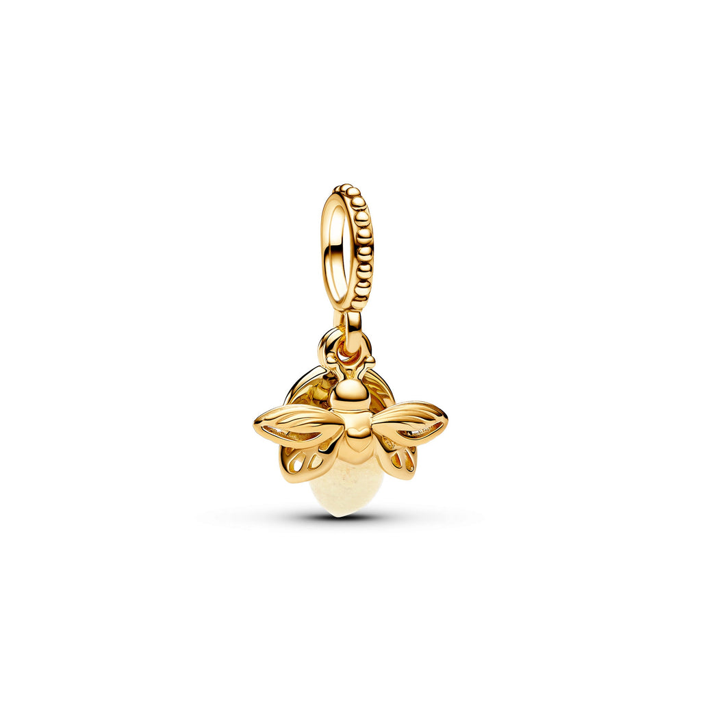 PANDORA Glow-in-the-dark Firefly Dangle Charm 14K Gold Plated Unique Metal Blend Animals Charms Bracelet Charm Jewelry Gift