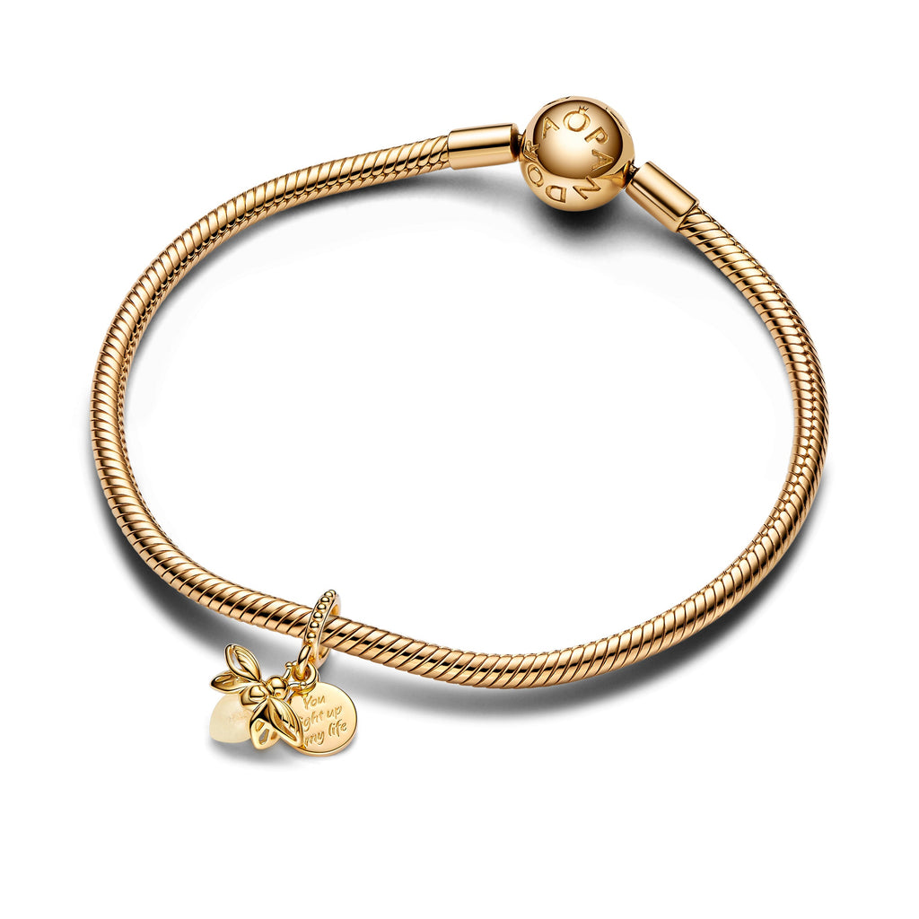 PANDORA Glow-in-the-dark Firefly Dangle Charm 14K Gold Plated Unique Metal Blend Animals Charms Bracelet Charm Jewelry Gift