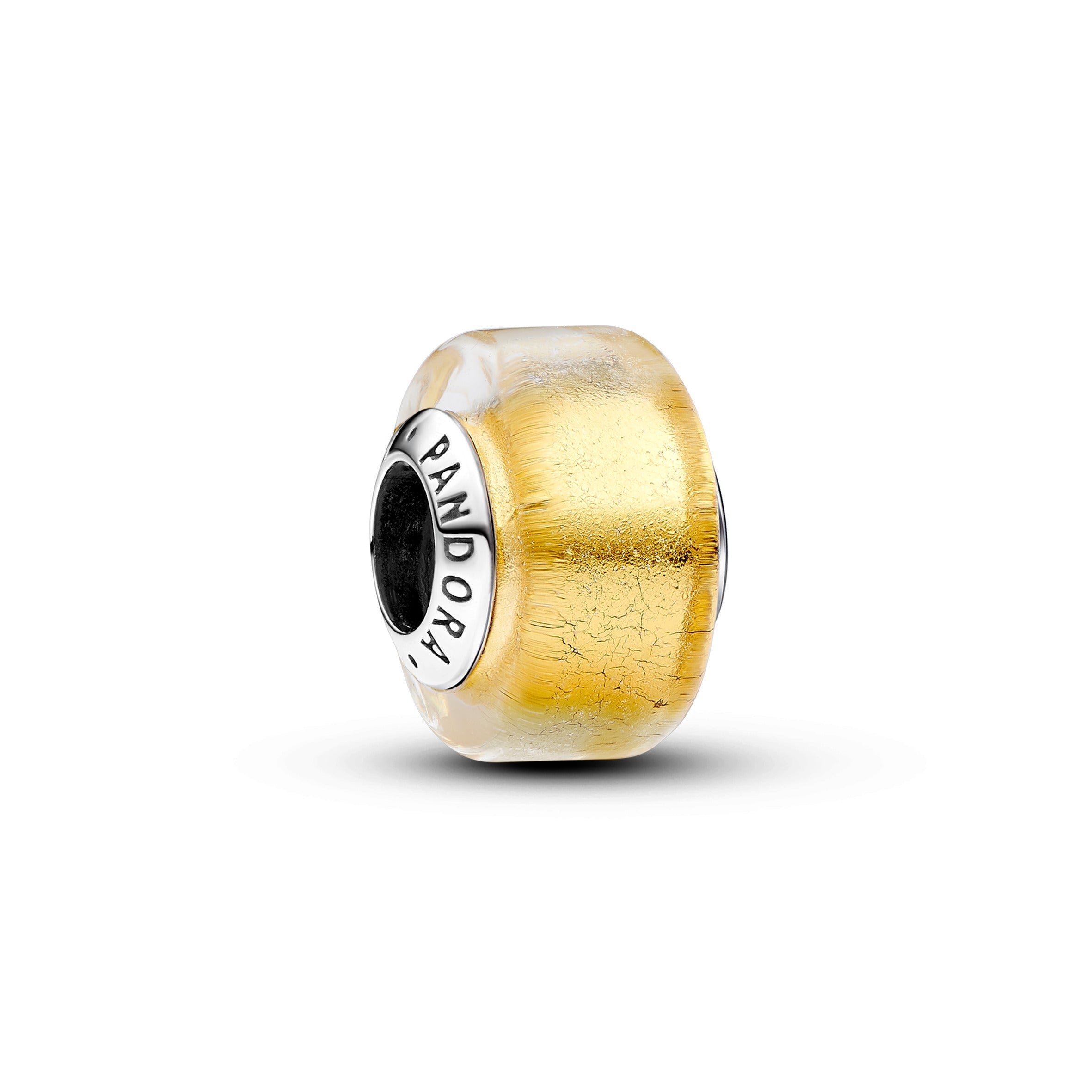 PANDORA Golden Mini Murano Glass Charm Yellow Colour And Sparkle Charms Bracelet Charm Jewelry Gift