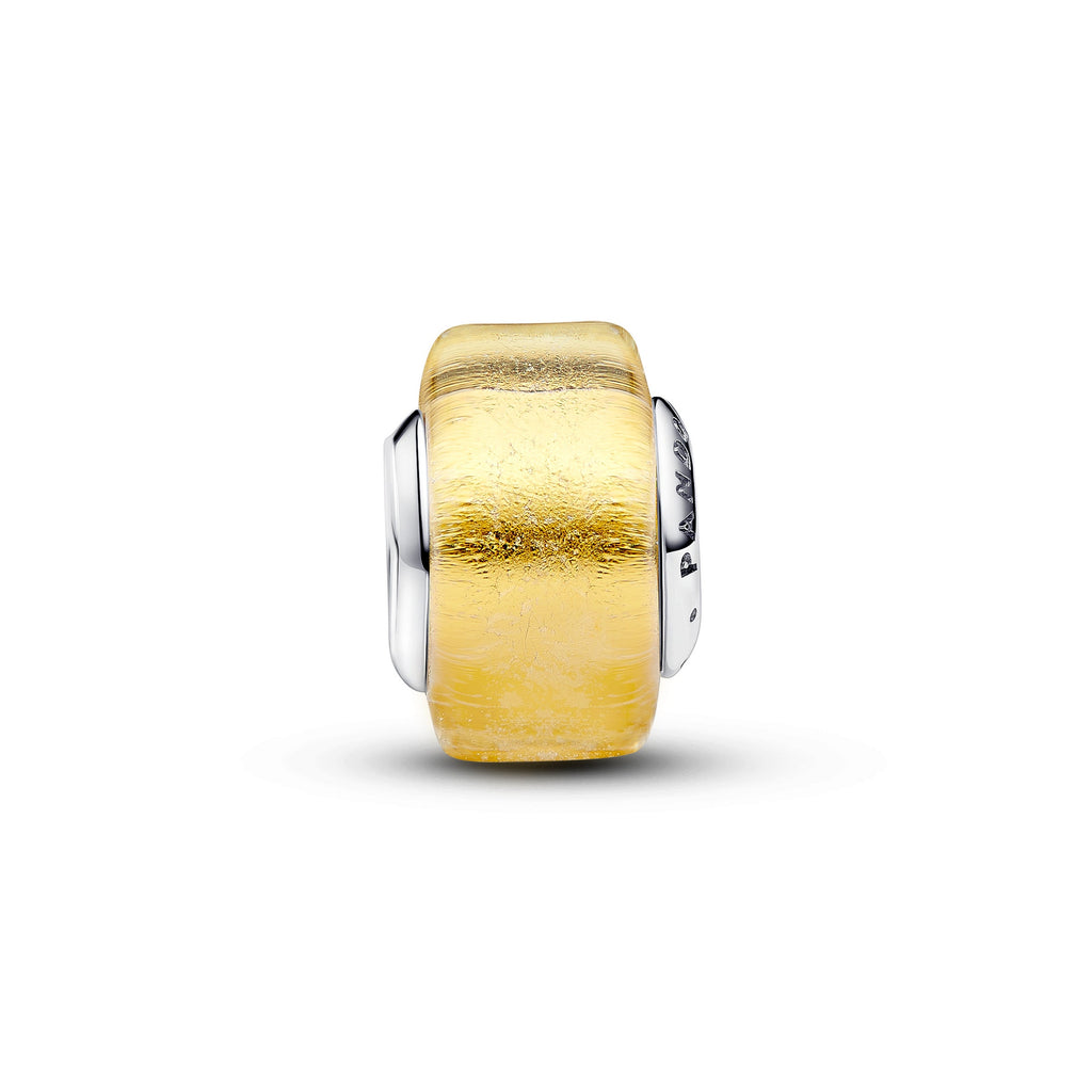 PANDORA Golden Mini Murano Glass Charm Yellow Colour And Sparkle Charms Bracelet Charm Jewelry Gift