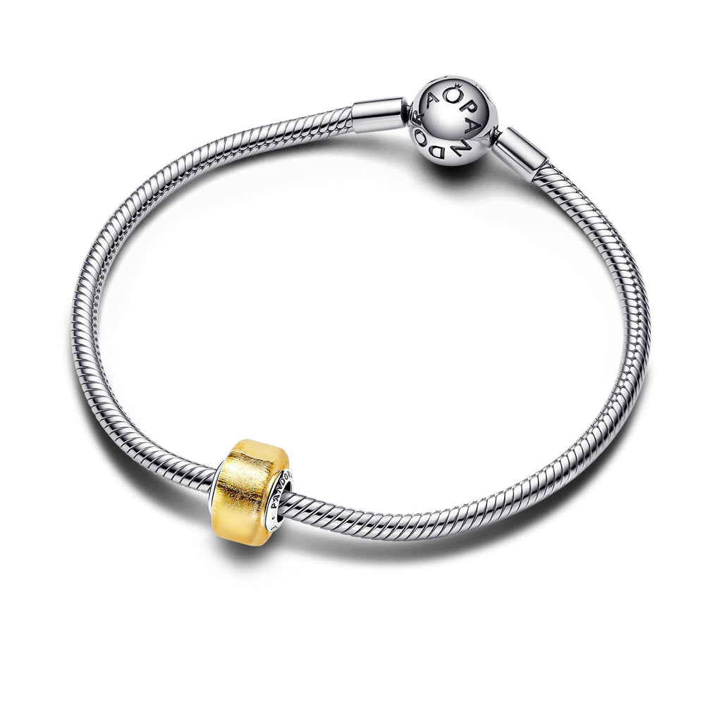 PANDORA Golden Mini Murano Glass Charm Yellow Colour And Sparkle Charms Bracelet Charm Jewelry Gift