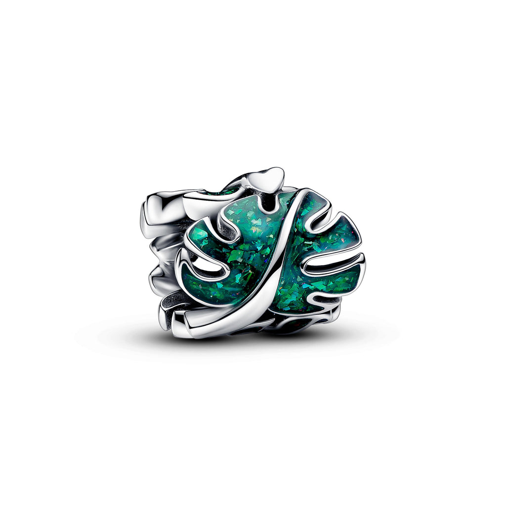 PANDORA Green Monstera Leaves Charm Enamel Nature Charms Bracelet Charm Jewelry Gift