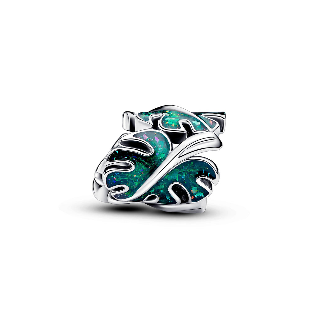 PANDORA Green Monstera Leaves Charm Enamel Nature Charms Bracelet Charm Jewelry Gift