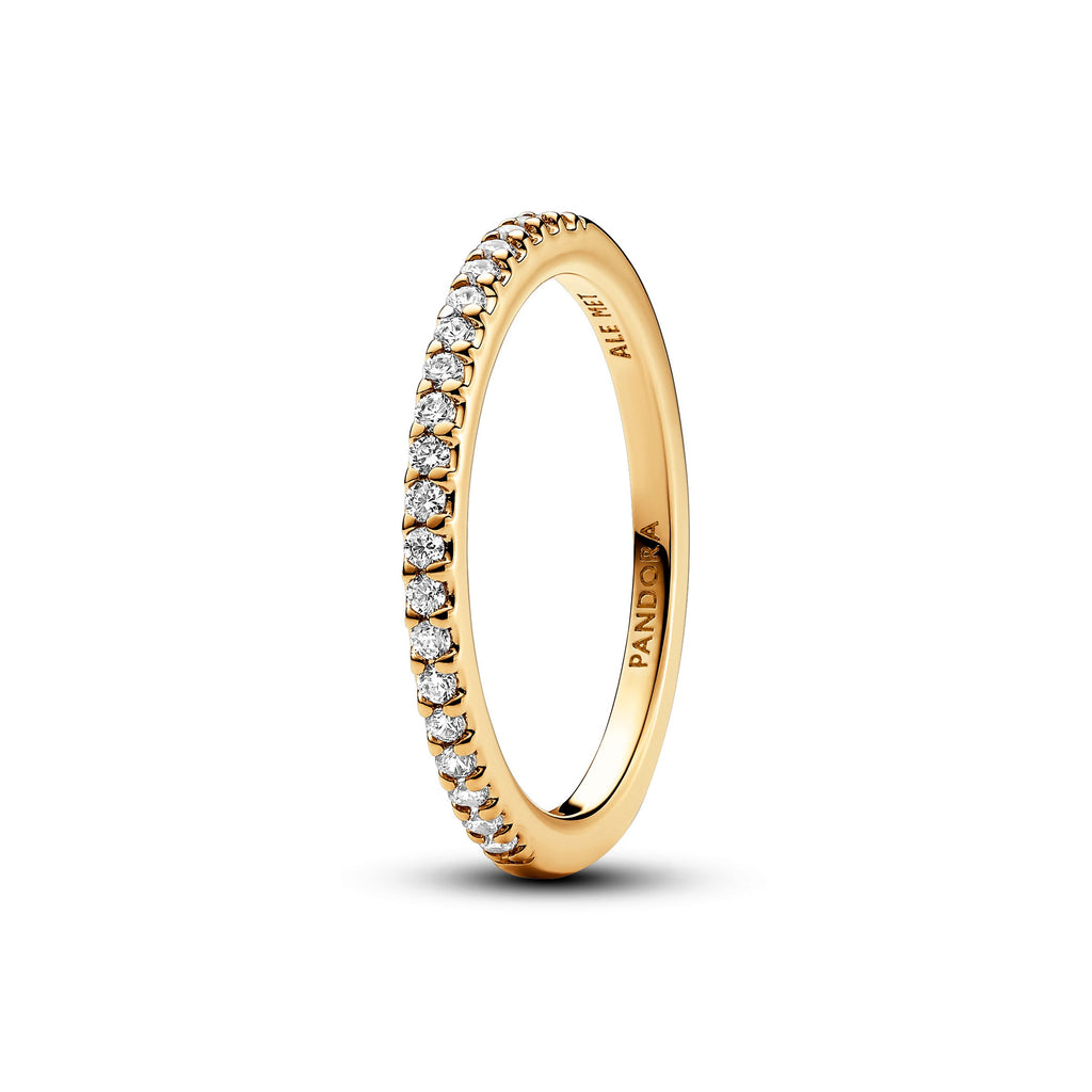 PANDORA Sparkling Band Ring 14K Gold Plated Unique Metal Blend Rings Statement Ring Jewelry Gift
