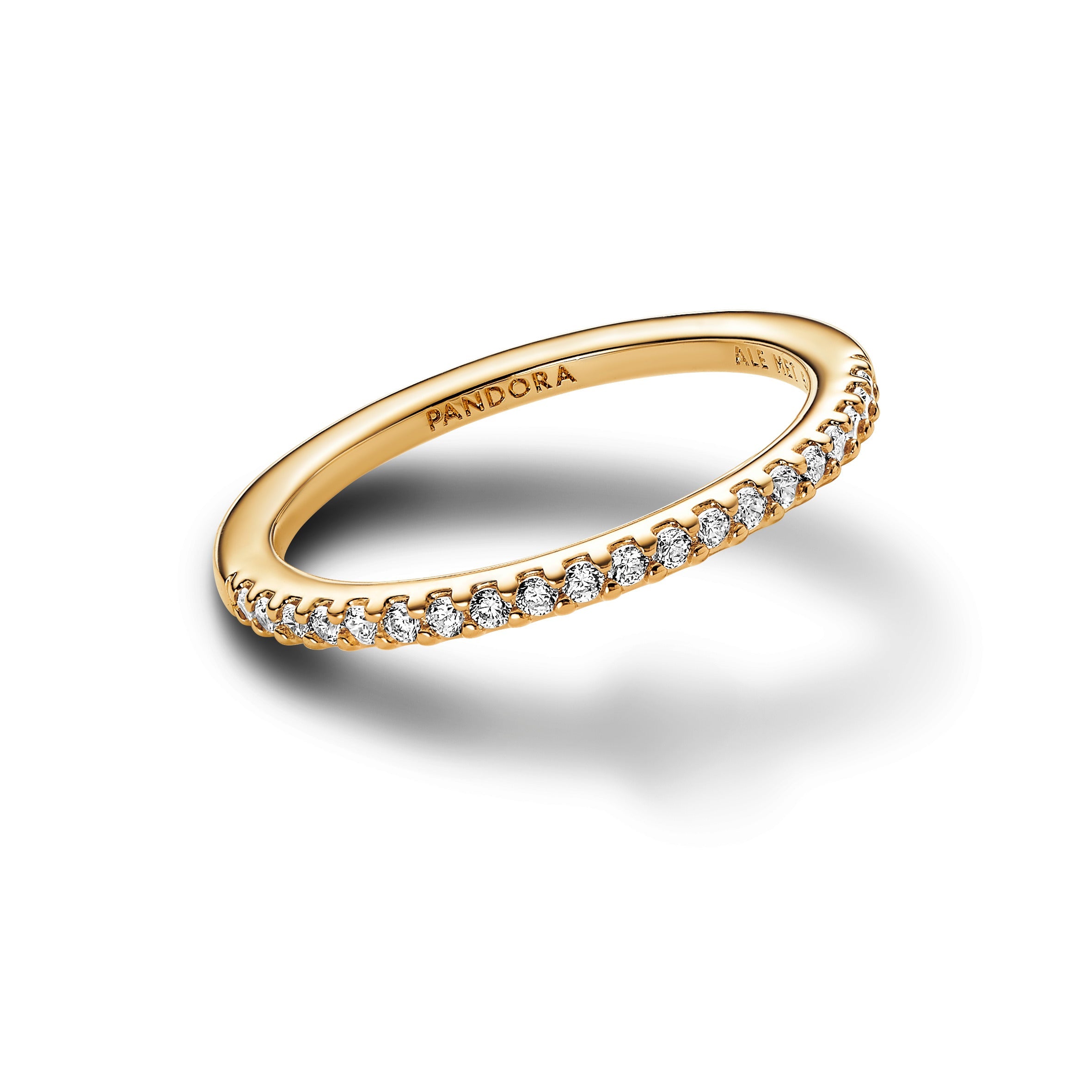 PANDORA Sparkling Band Ring 14K Gold Plated Unique Metal Blend Rings Statement Ring Jewelry Gift