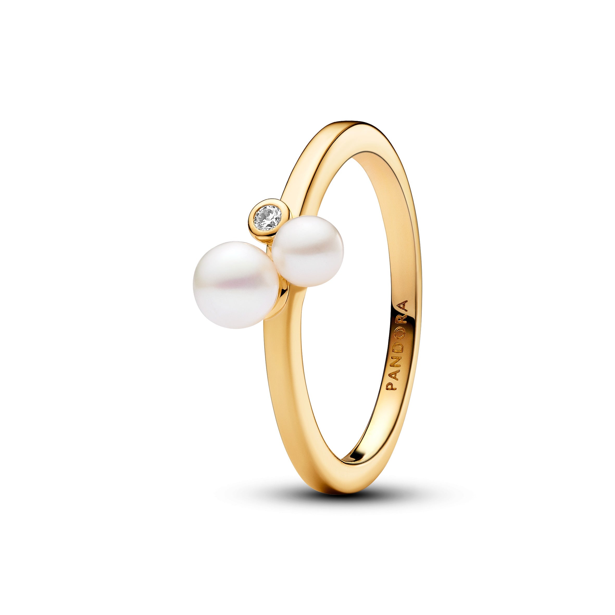PANDORA Duo Treated Freshwater Cultured Pearls Ring 14K Gold Plated Unique Metal Blend Rings Statement Ring Jewelry Gift