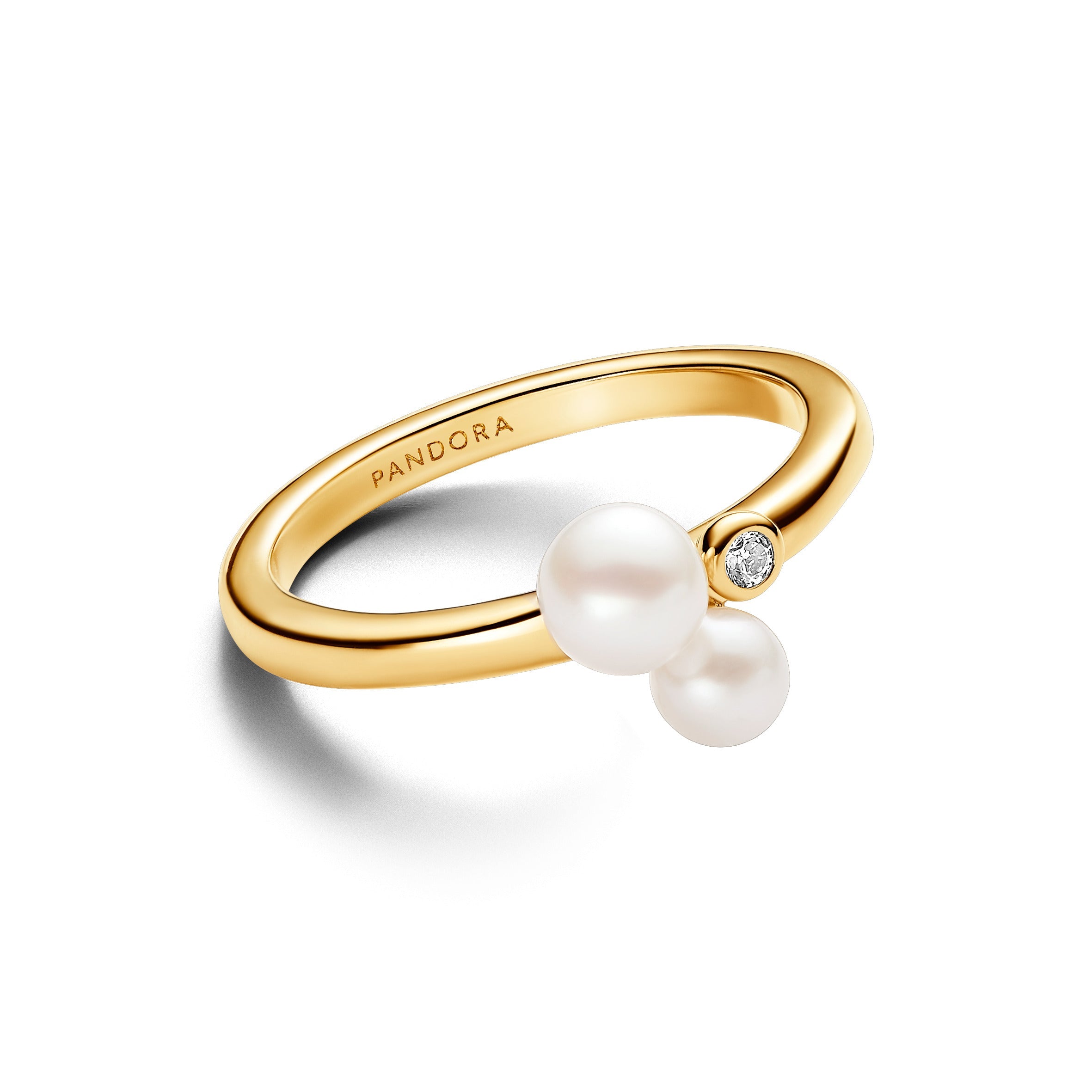 PANDORA Duo Treated Freshwater Cultured Pearls Ring 14K Gold Plated Unique Metal Blend Rings Statement Ring Jewelry Gift