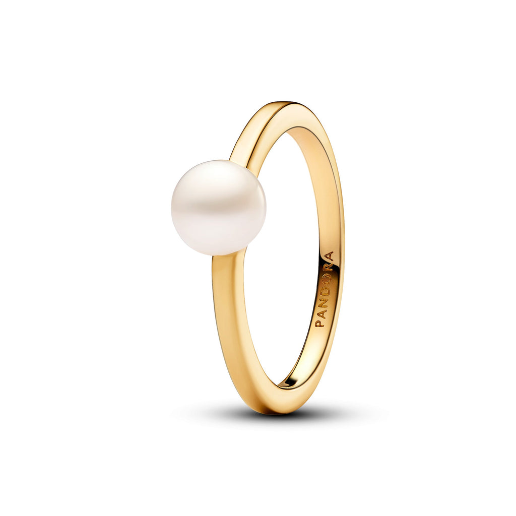 PANDORA Treated Freshwater Cultured Pearl Ring 14K Gold Plated Unique Metal Blend Rings Statement Ring Jewelry Gift