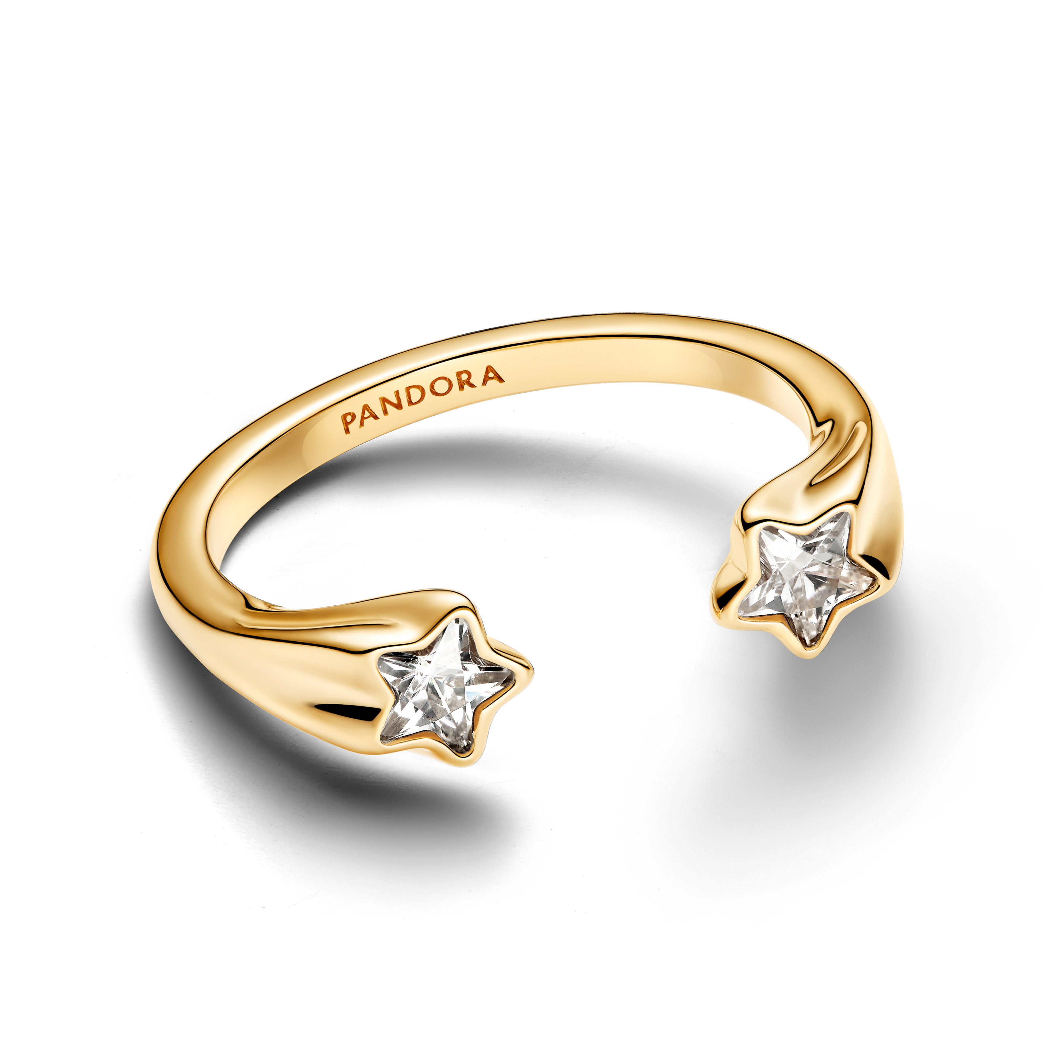 PANDORA Shooting Stars Open Ring 14K Gold Plated Unique Metal Blend Colour And Sparkle Rings Statement Ring Jewelry Gift