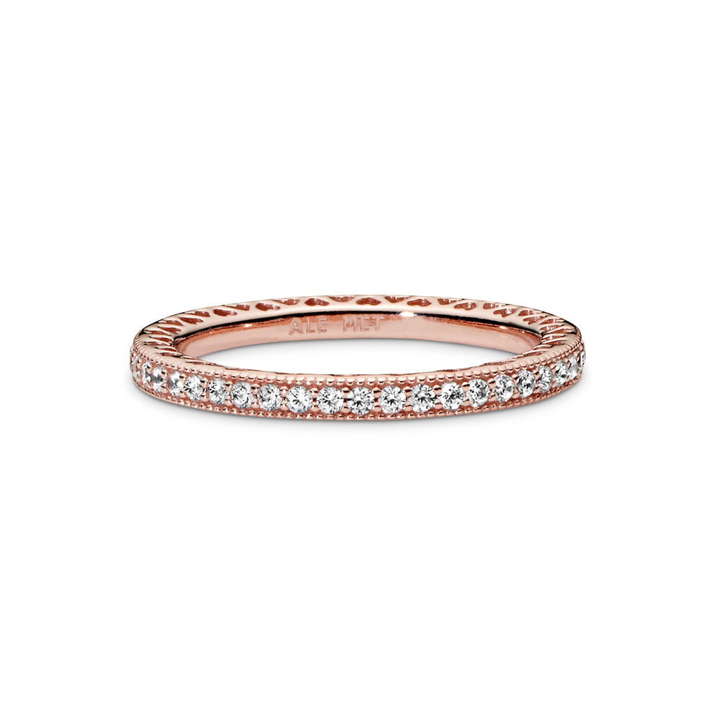 PANDORA Sparkle And Hearts Ring 14K Rose Gold Plated Unique Metal Blend Clear Rings Statement Ring Jewelry Gift