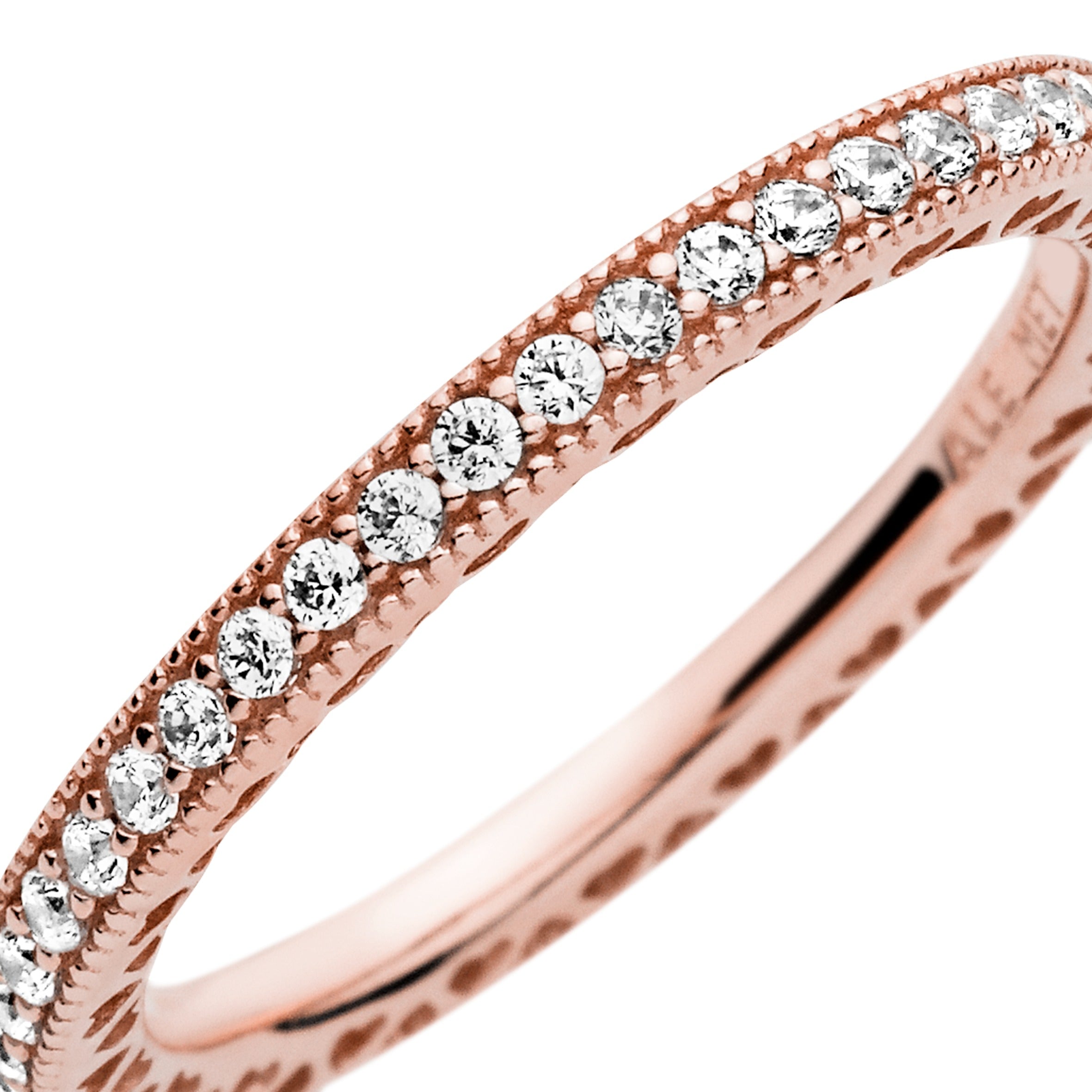 PANDORA Sparkle And Hearts Ring 14K Rose Gold Plated Unique Metal Blend Clear Rings Statement Ring Jewelry Gift