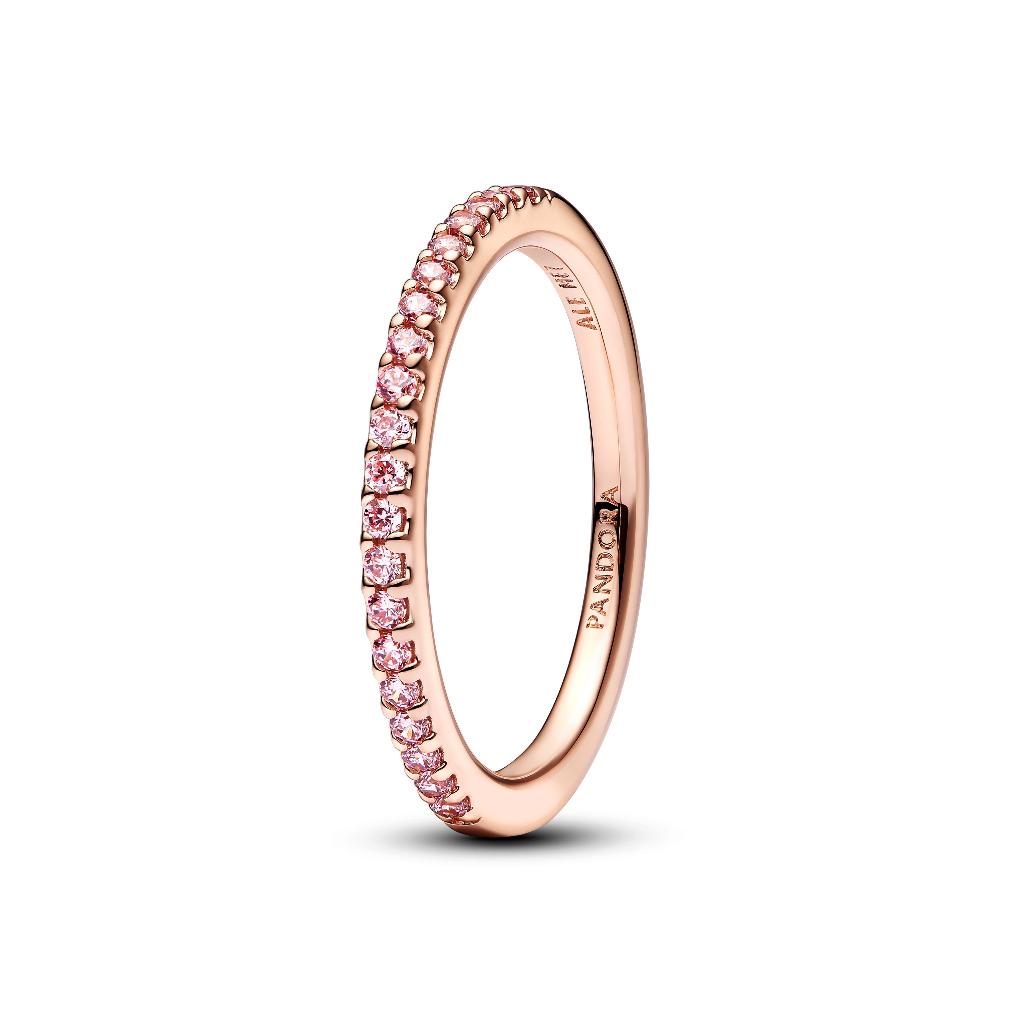 PANDORA Sparkling Pink Band Ring 14K Rose Gold Plated Unique Metal Blend Colour And Sparkle Rings Statement Ring Jewelry Gift