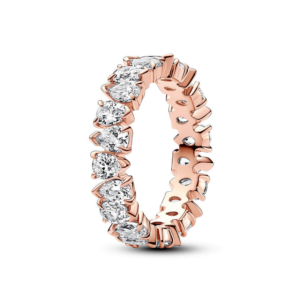 PANDORA Alternating Sparkling Band Ring 14K Rose Gold Plated Unique Metal Blend Rings Statement Ring Jewelry Gift
