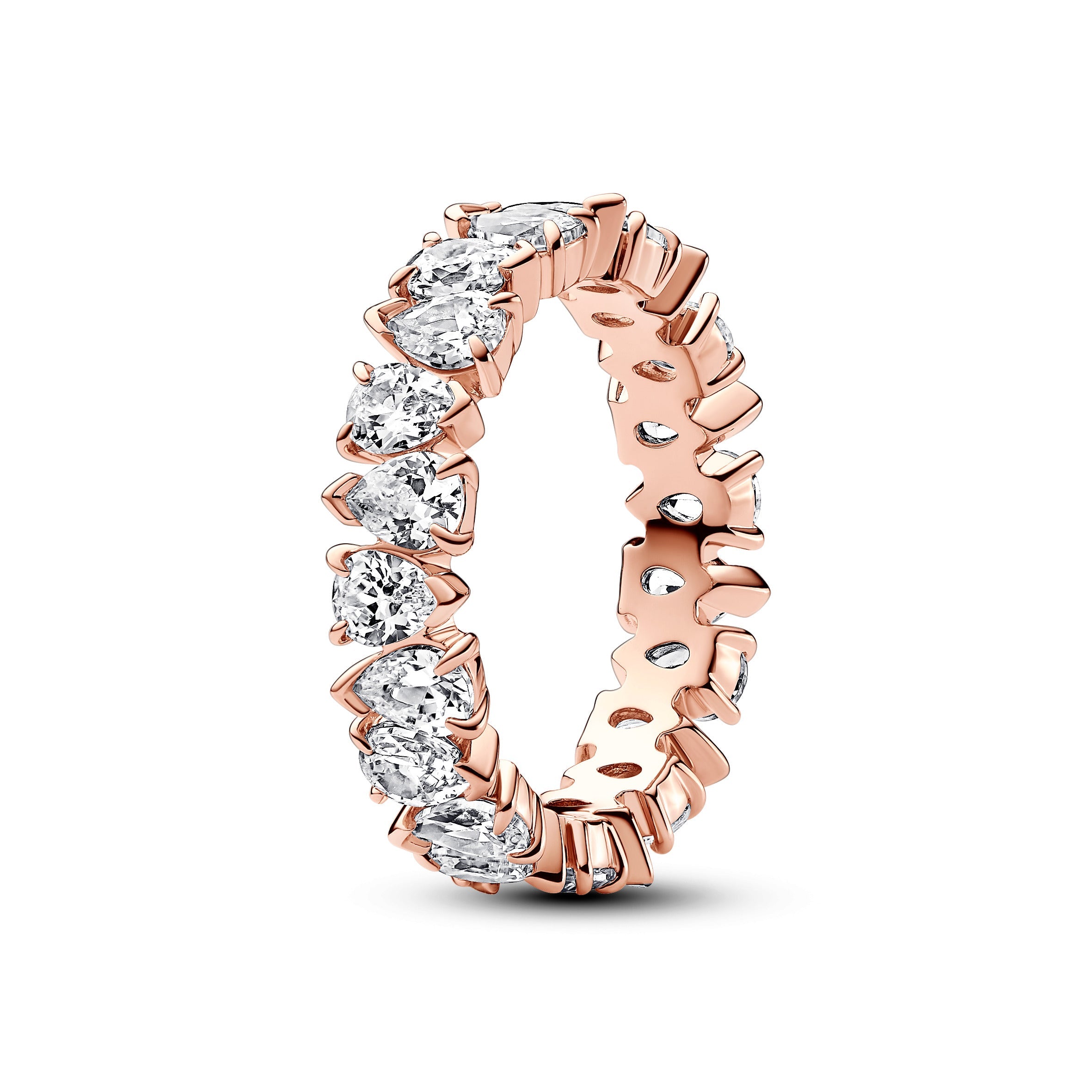 PANDORA Alternating Sparkling Band Ring 14K Rose Gold Plated Unique Metal Blend Rings Statement Ring Jewelry Gift