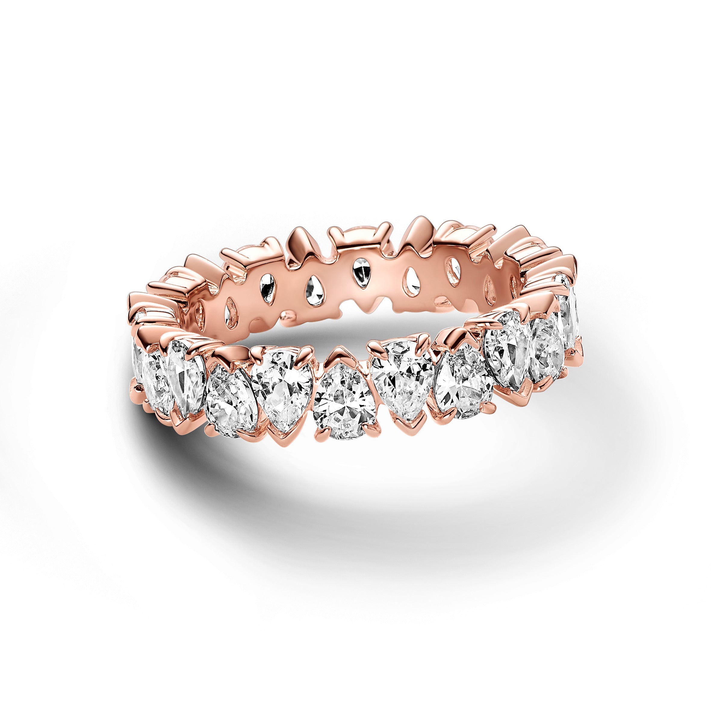 PANDORA Alternating Sparkling Band Ring 14K Rose Gold Plated Unique Metal Blend Rings Statement Ring Jewelry Gift