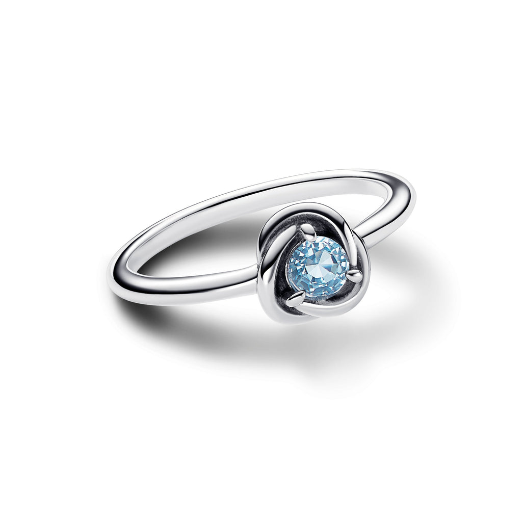 PANDORA Sea Aqua Blue Eternity Circle Ring Sterling Silver Birthdays Rings Statement Ring Jewelry Gift
