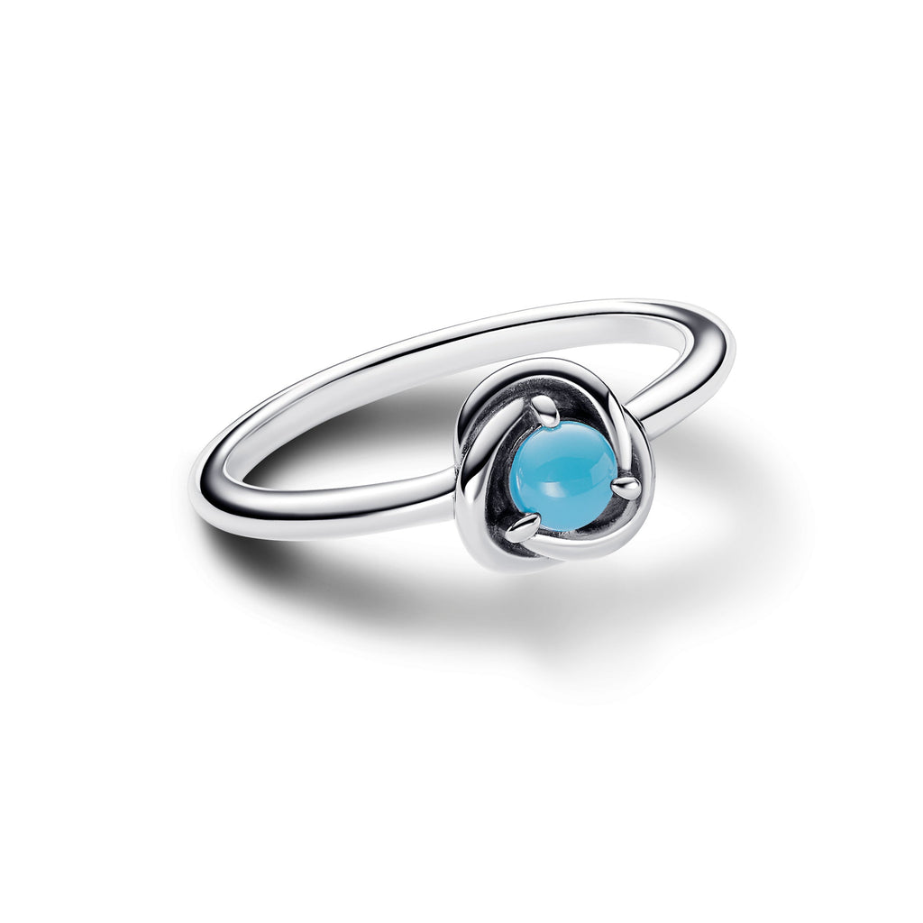 PANDORA Turquoise Blue Eternity Circle Ring Sterling Silver Birthdays Rings Statement Ring Jewelry Gift