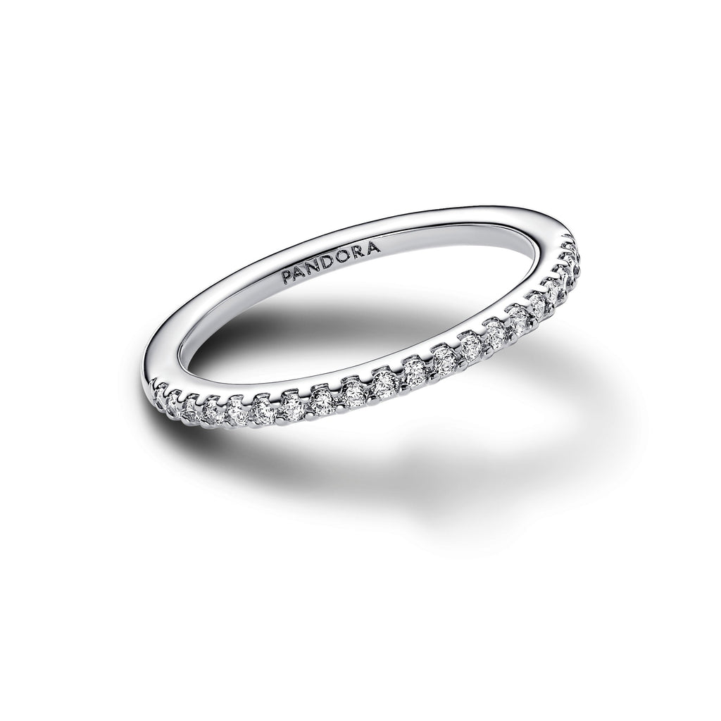 PANDORA Sparkling Band Ring Cubic Zirconia Silver Rings Statement Ring Jewelry Gift