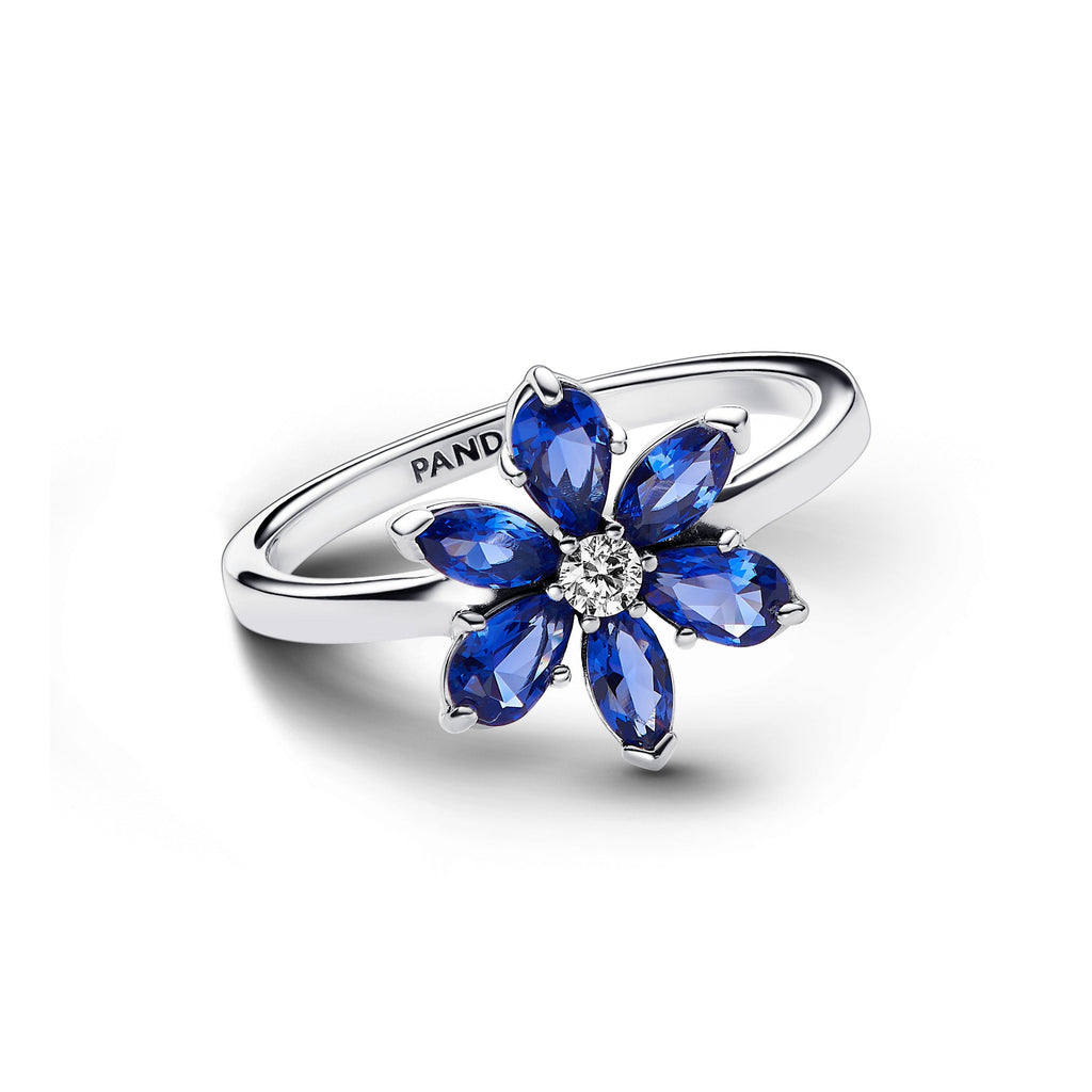 PANDORA Sparkling Herbarium Cluster Ring Cubic Zirconia Blue Rings Statement Ring Jewelry Gift