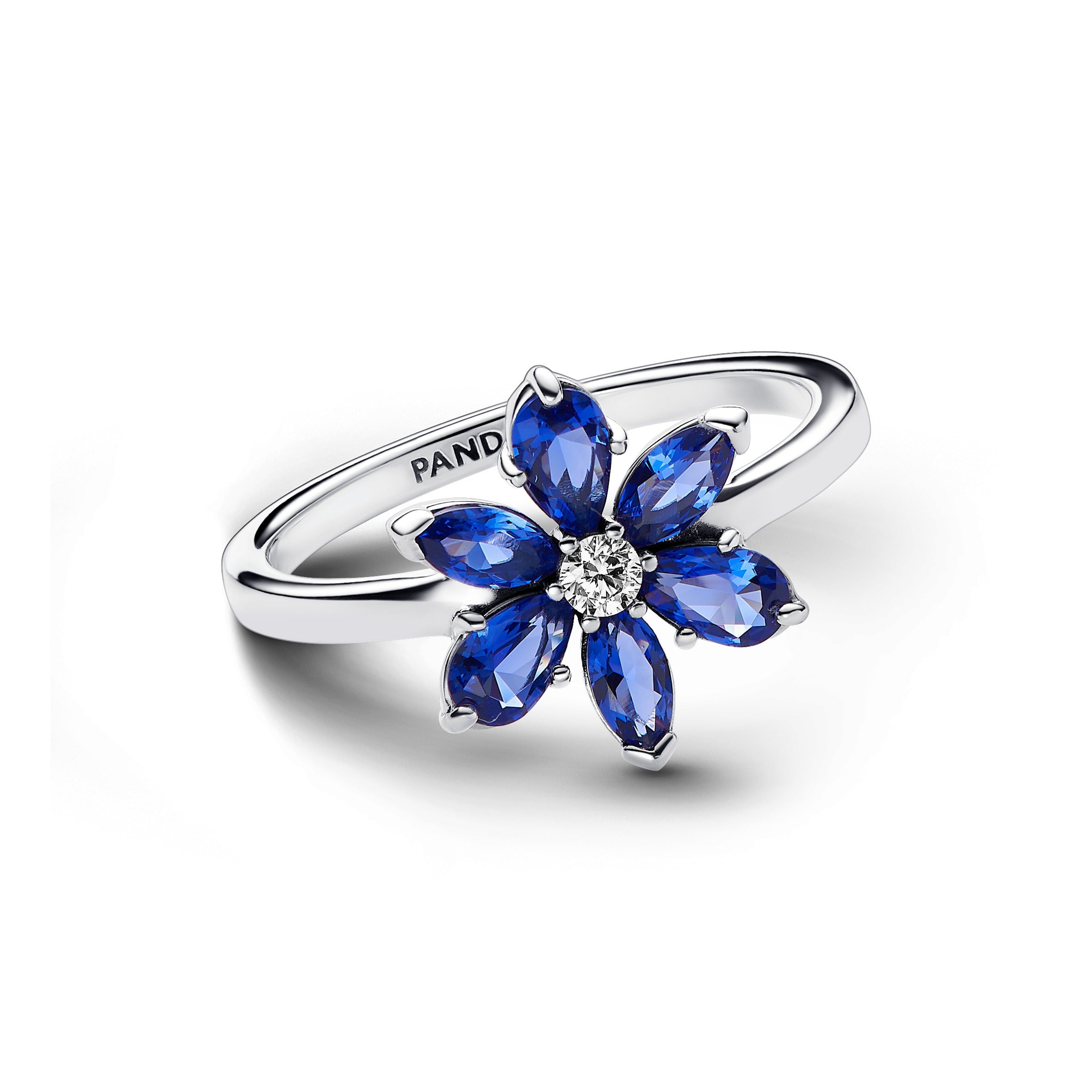 PANDORA Sparkling Herbarium Cluster Ring Cubic Zirconia Blue Rings Statement Ring Jewelry Gift