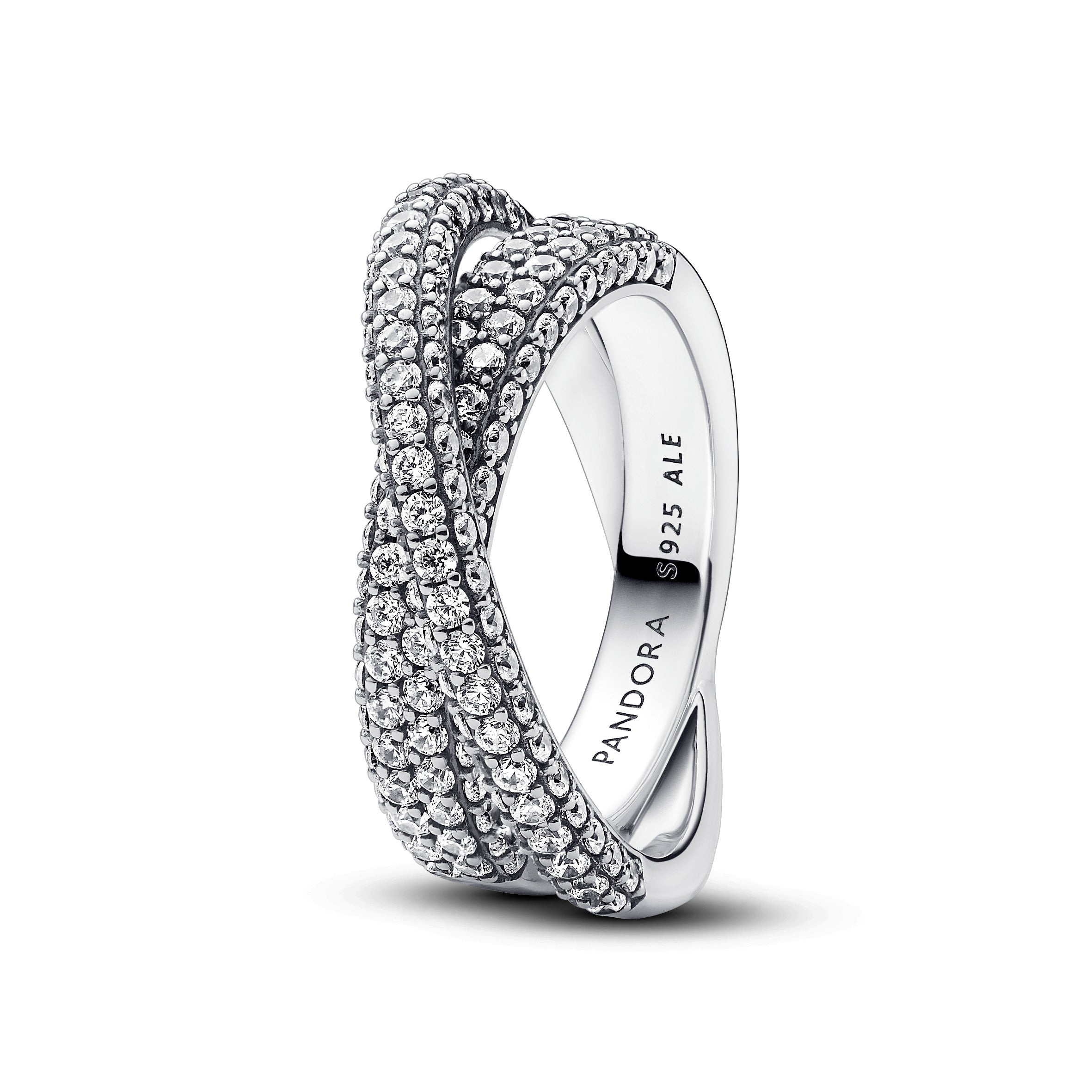 PANDORA Timeless Pavé Crossover Dual Band Ring Cubic Zirconia Silver Rings Statement Ring Jewelry Gift
