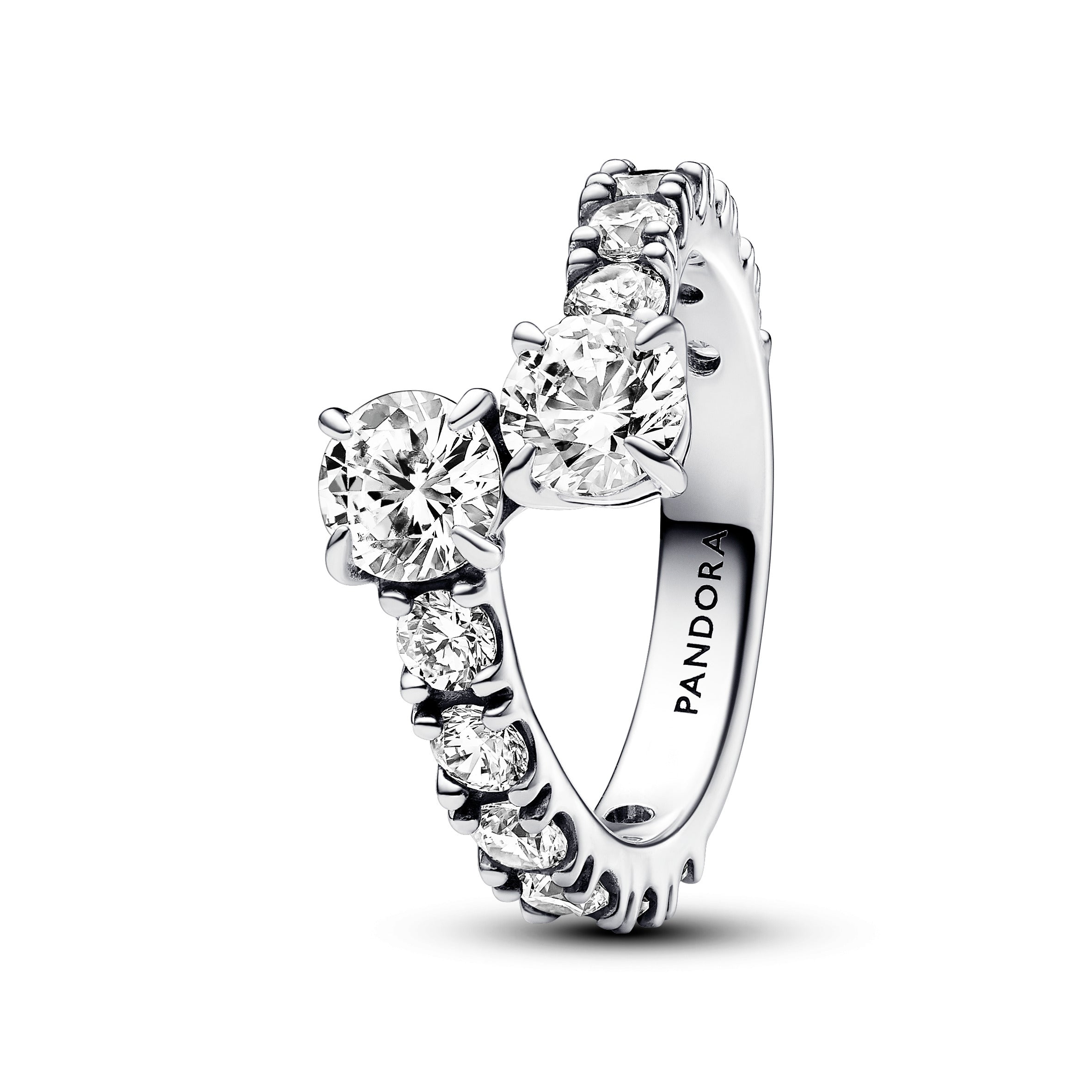 PANDORA Sparkling Overlapping Band Ring Cubic Zirconia Silver Rings Statement Ring Jewelry Gift