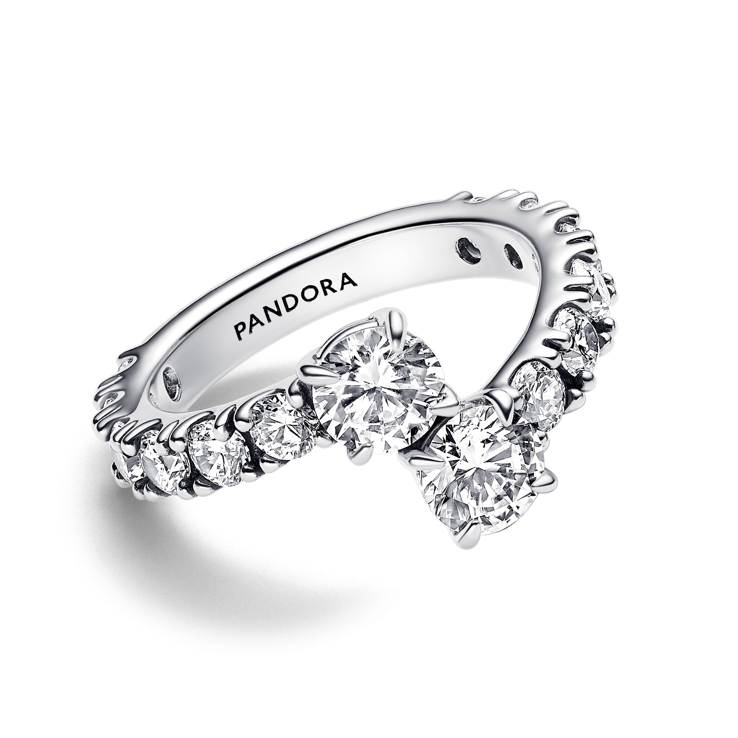 PANDORA Sparkling Overlapping Band Ring Cubic Zirconia Silver Rings Statement Ring Jewelry Gift