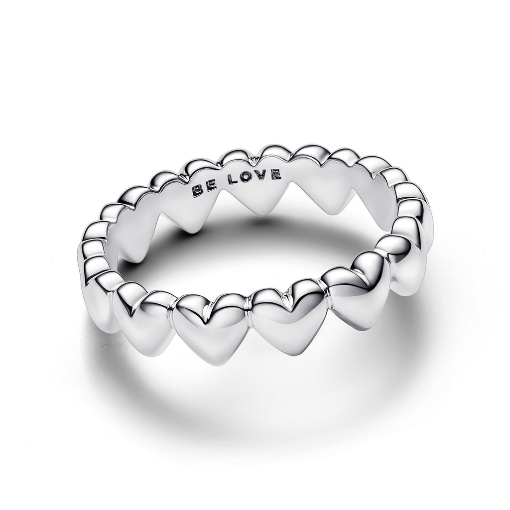 PANDORA Row Of Hearts Ring Sterling Silver Be Love Rings Statement Ring Jewelry Gift