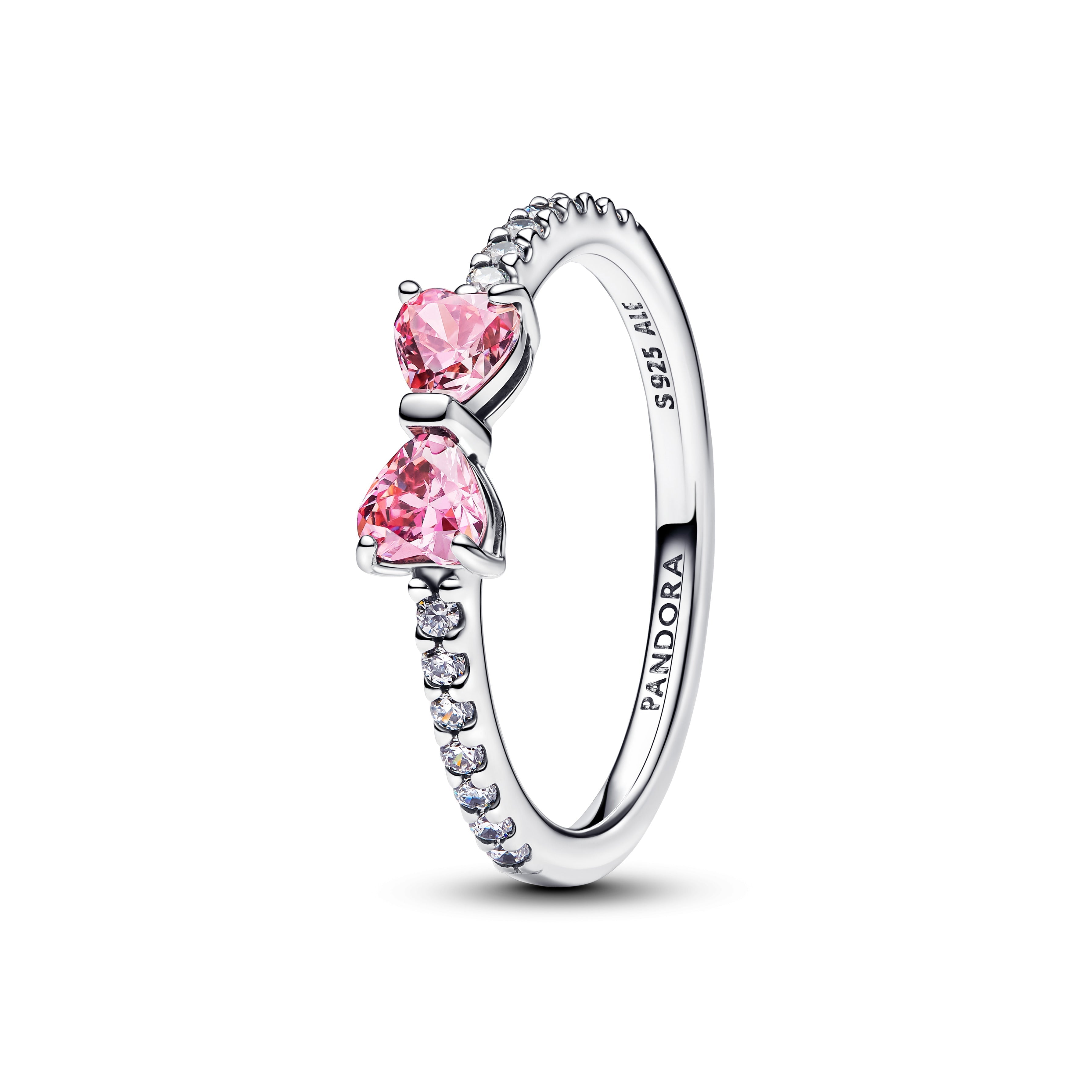 PANDORA Sparkling Pink Bow Ring Cubic Zirconia Rings Statement Ring Jewelry Gift