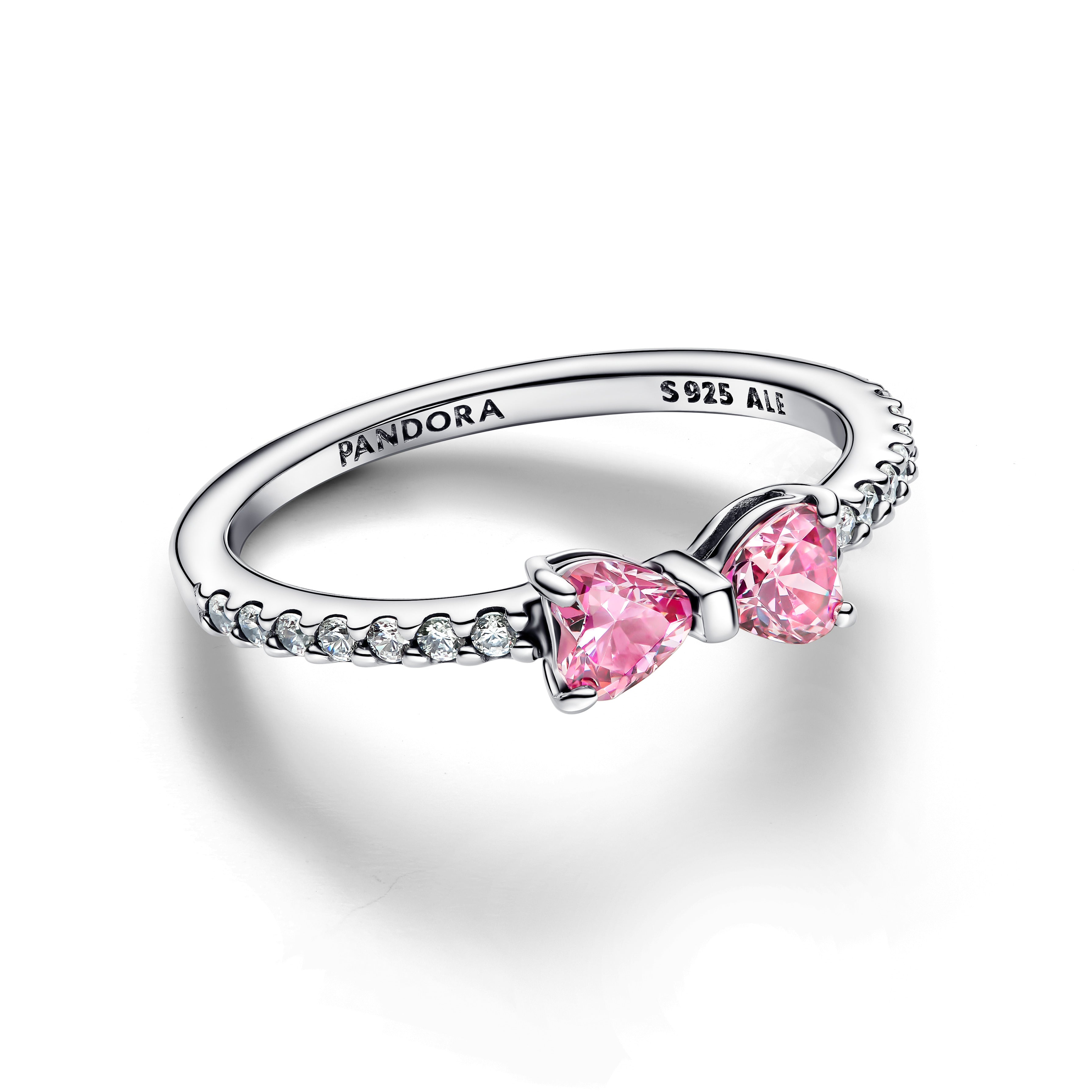 PANDORA Sparkling Pink Bow Ring Cubic Zirconia Rings Statement Ring Jewelry Gift