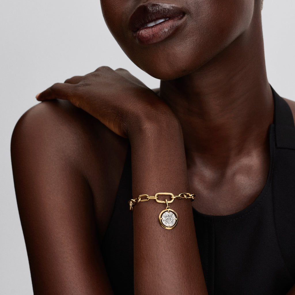 PANDORA Cupids Medallion Charm 14K Gold Plated Unique Metal Blend Symbols Charms Bracelet Charm Jewelry Gift