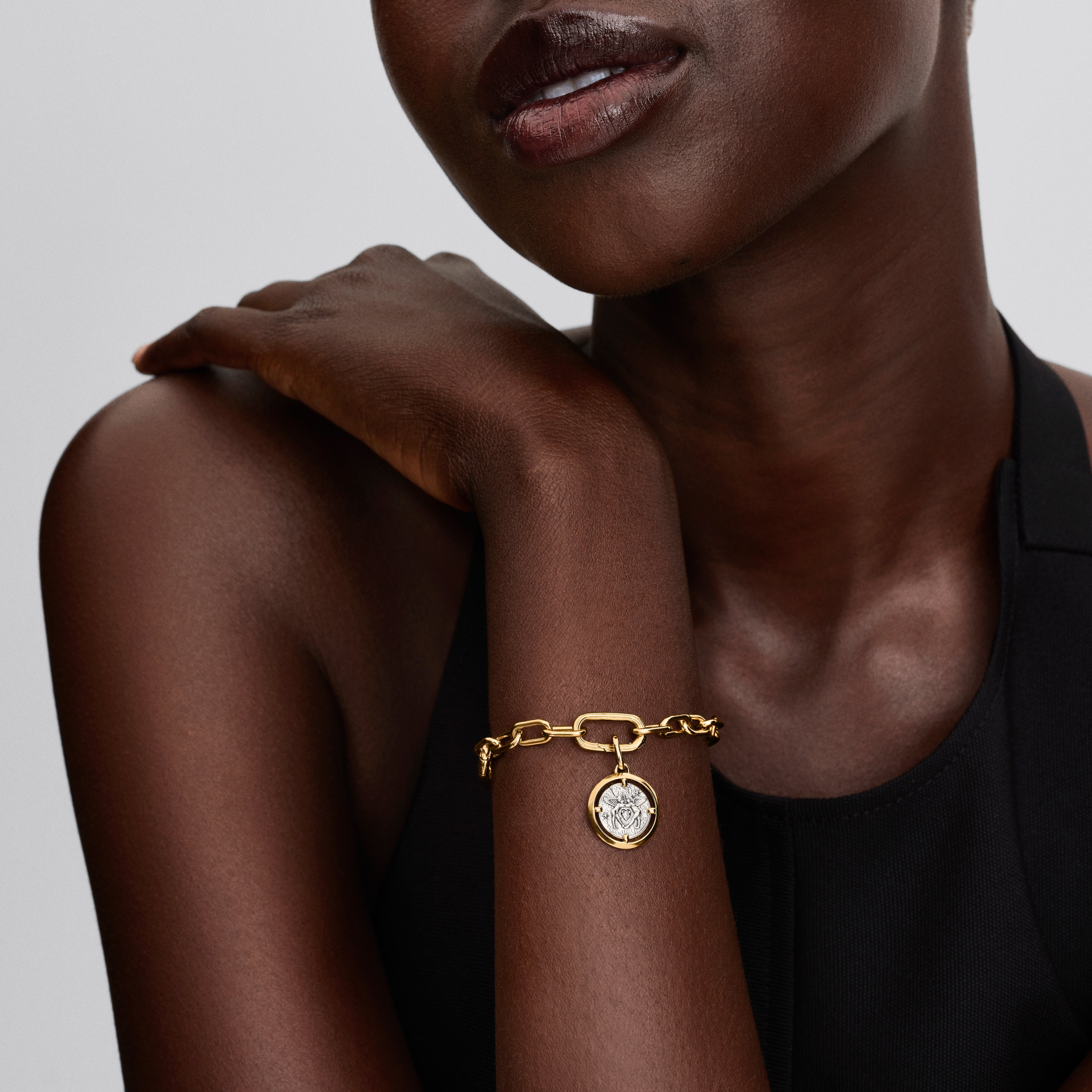 PANDORA Cupids Medallion Charm 14K Gold Plated Unique Metal Blend Symbols Charms Bracelet Charm Jewelry Gift
