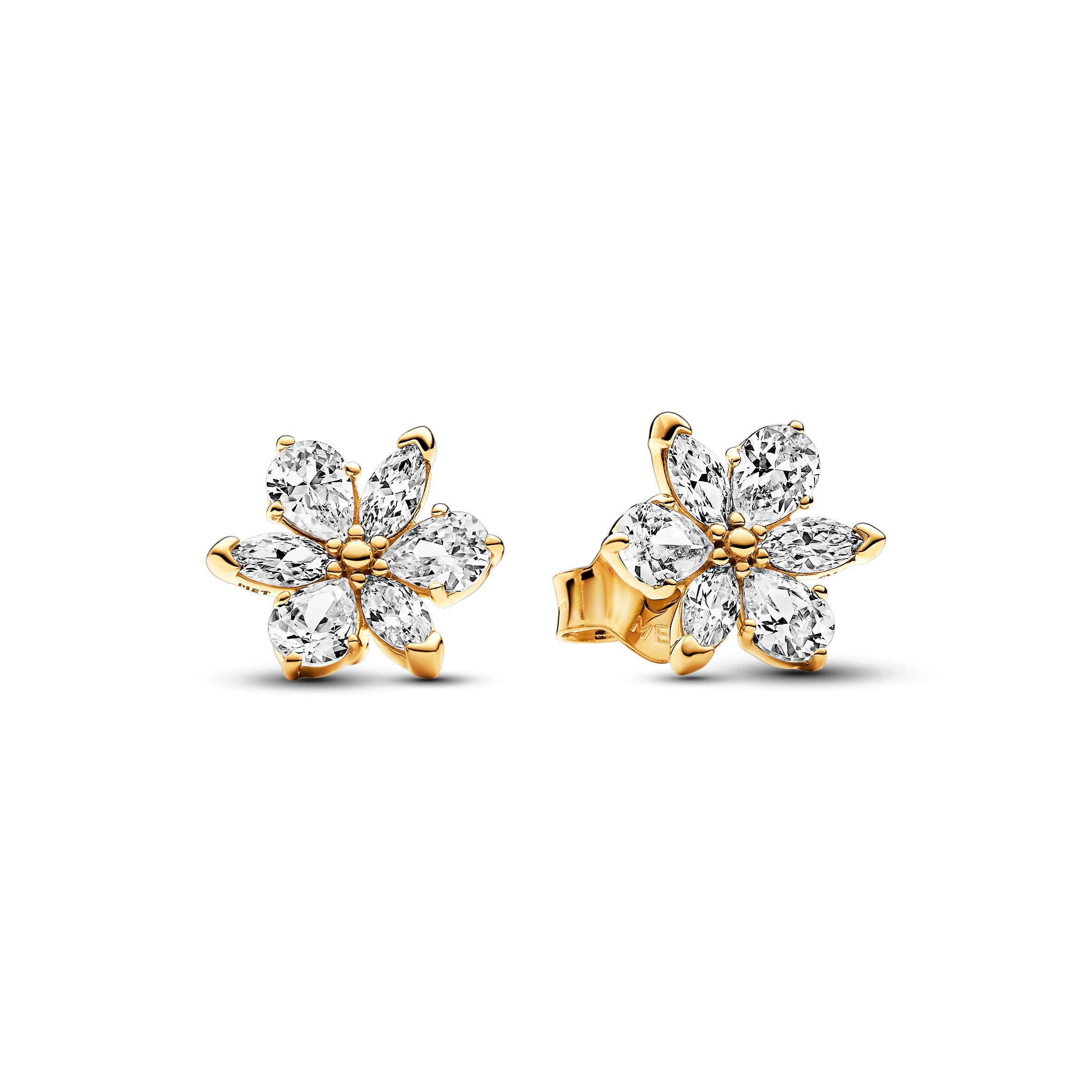 PANDORA Sparkling Herbarium Cluster Stud Earrings 14K Gold Plated Unique Metal Blend Statement Ring Jewelry Gift