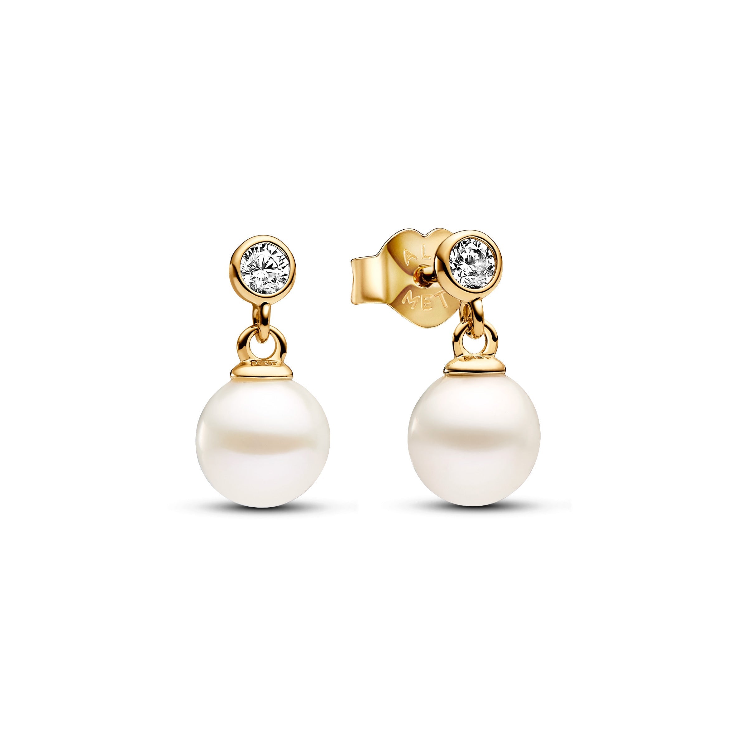 PANDORA Treated Freshwater Cultured Pearl And Stone Drop Earrings 14K Gold Plated Unique Metal Blend Statement Ring Jewelry Gift